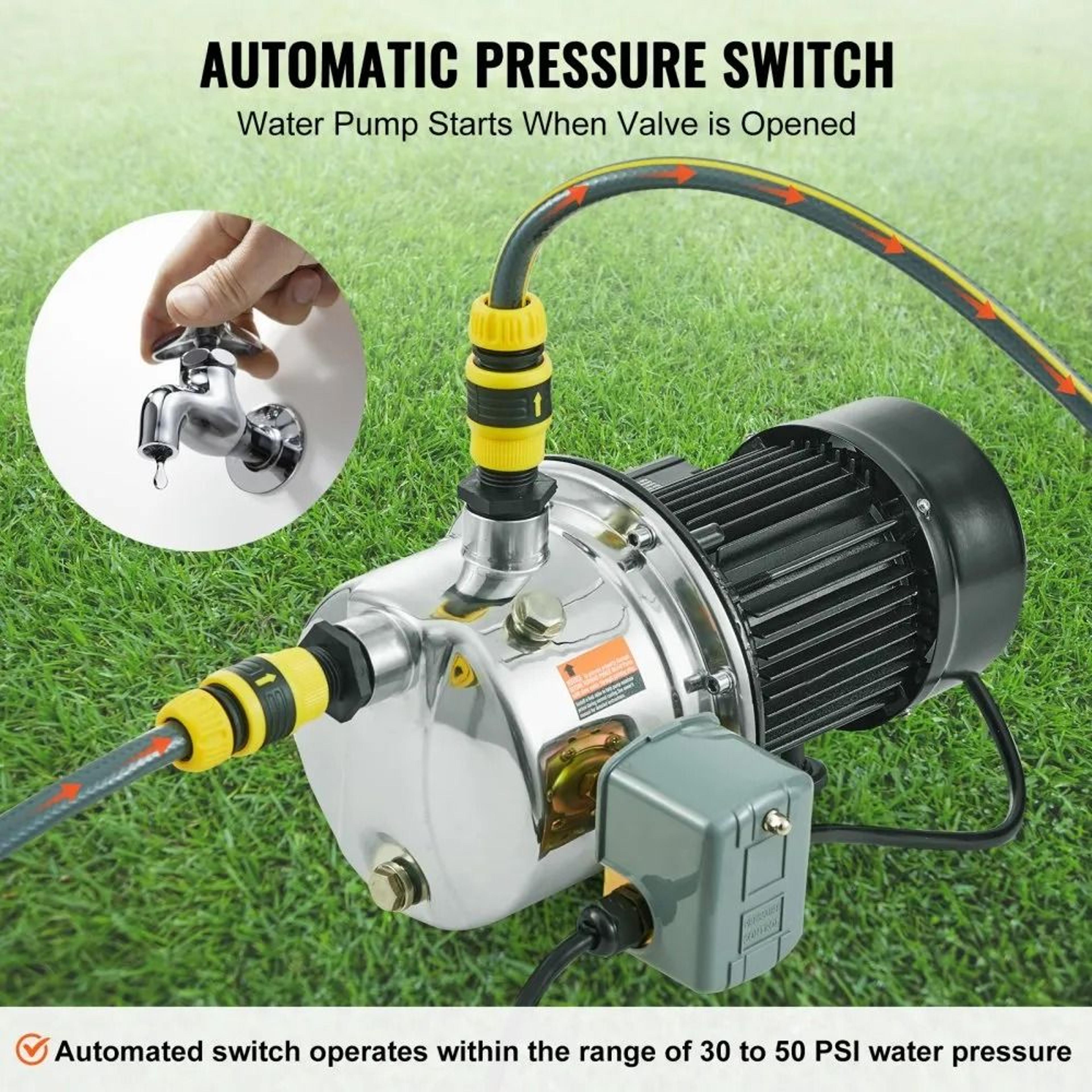 34HP Stainless Steel Shallow Well Jet Pump 185 GPM Water Pressure Booster 1