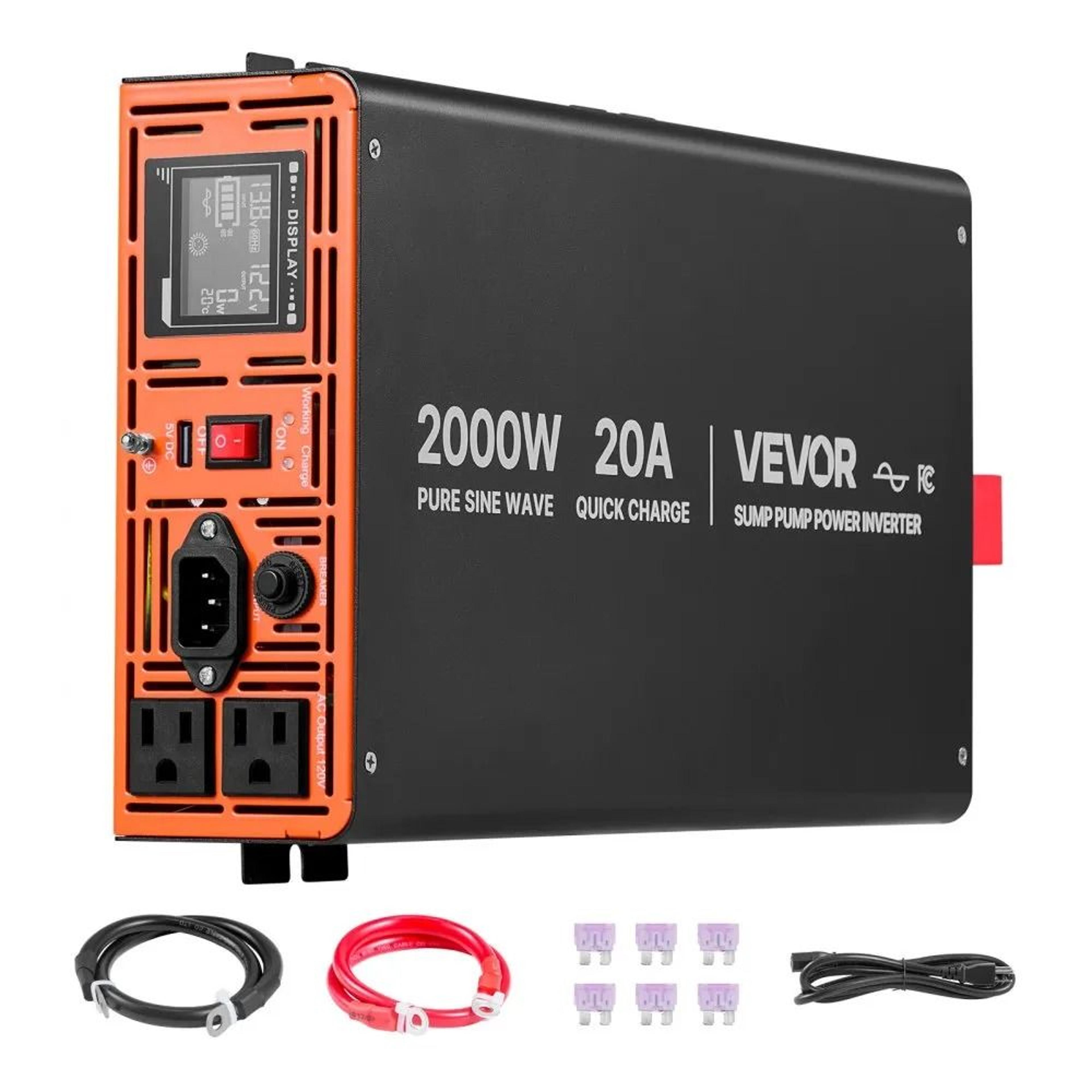 2000w sump pump battery backup system pure sine wave inverter for basement protection