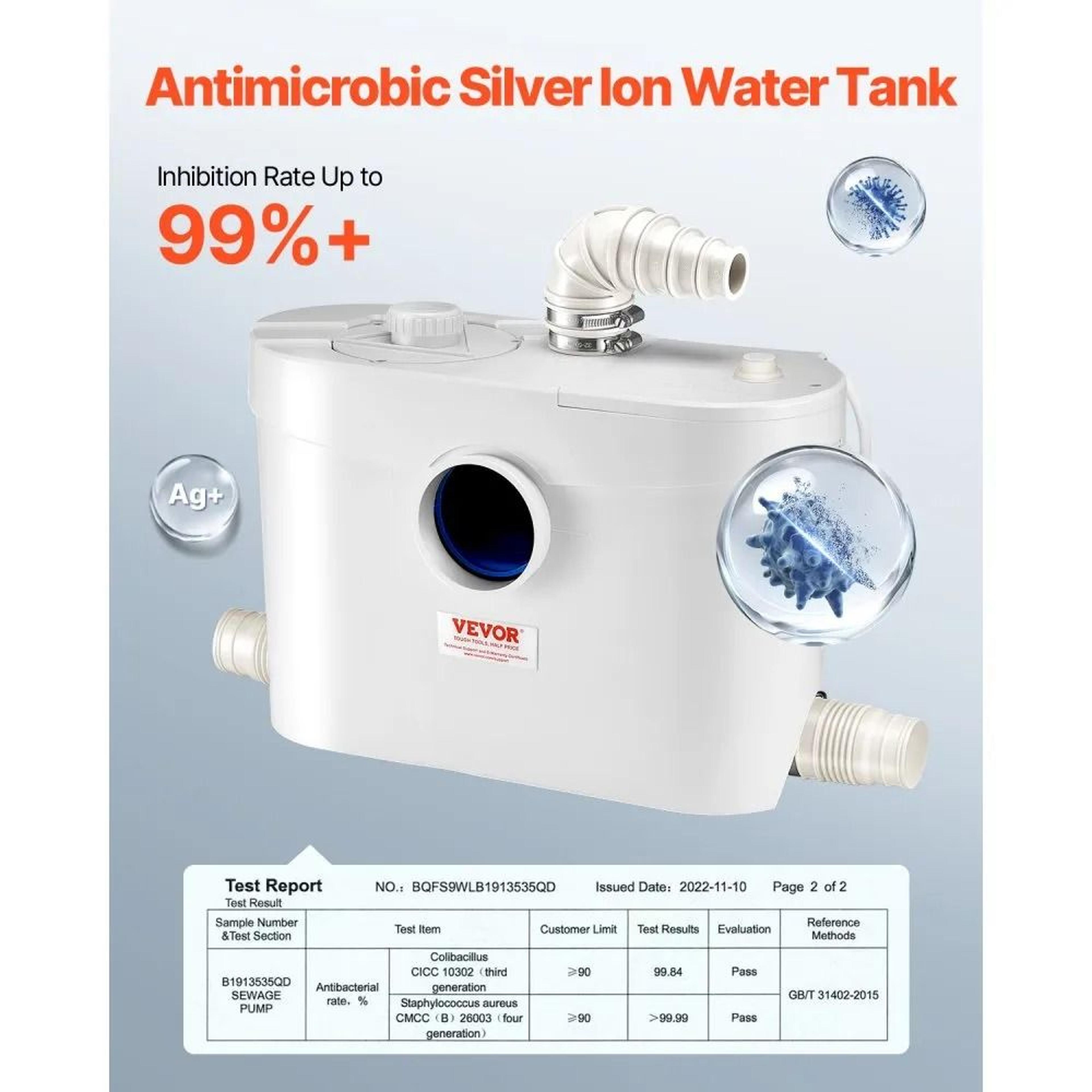 900W Macerator Pump 48 GPM Wastewater Disposal Pump For Toilet Sink Shower And Basement 5