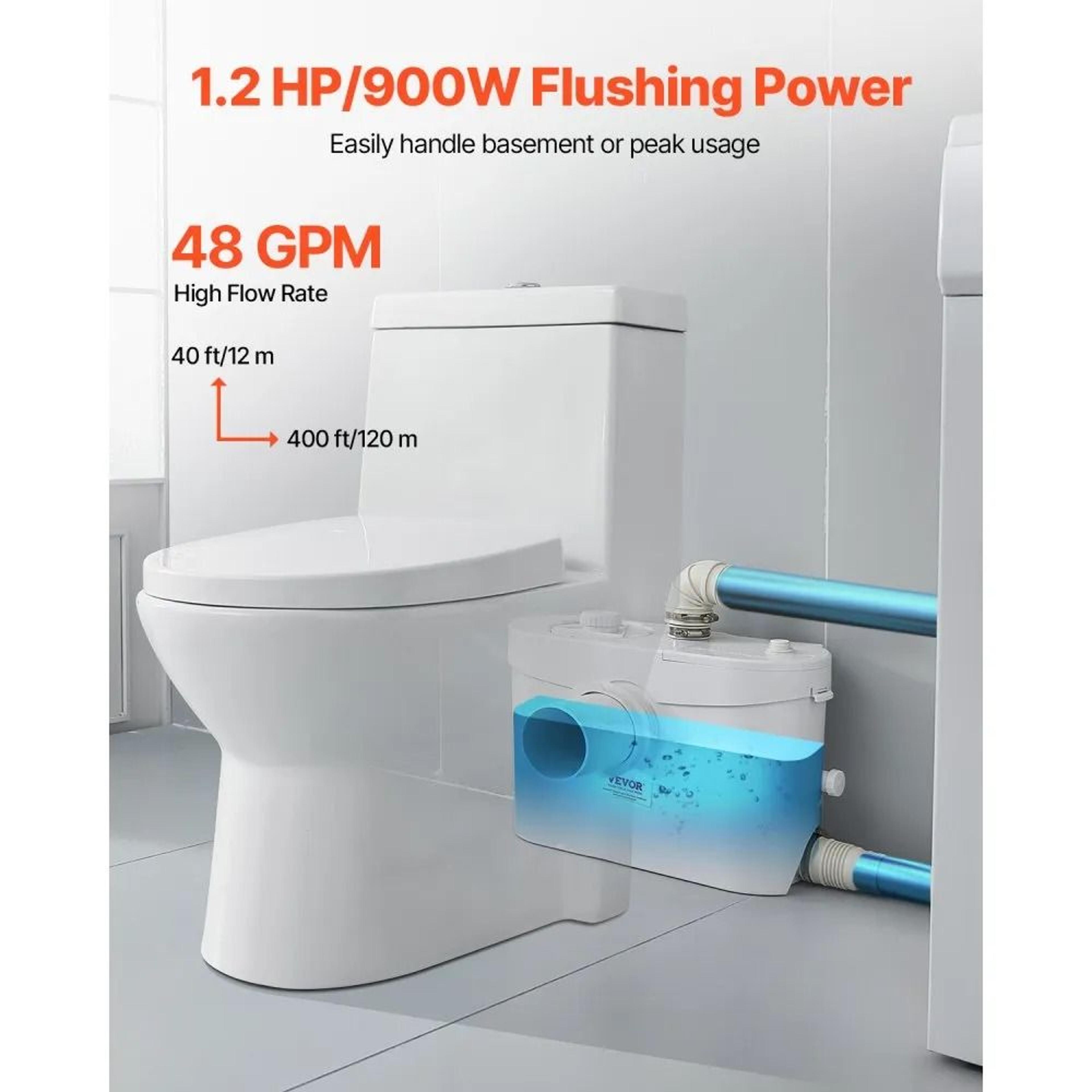 900W Macerator Pump 48 GPM Wastewater Disposal Pump For Toilet Sink Shower And Basement 1