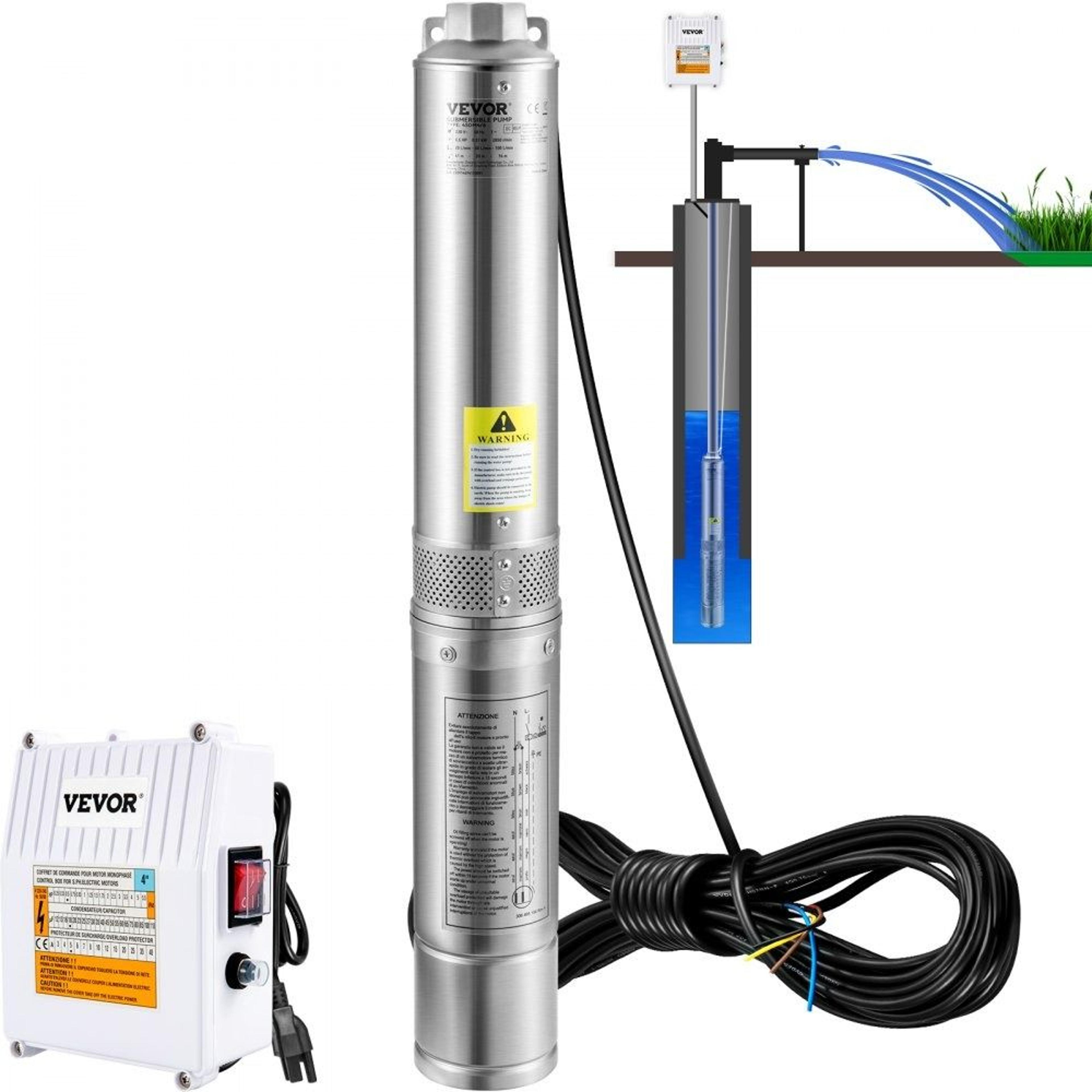 deep well submersible pump 1.5hp stainless steel water pump 37gpm high flow irrigation pump
