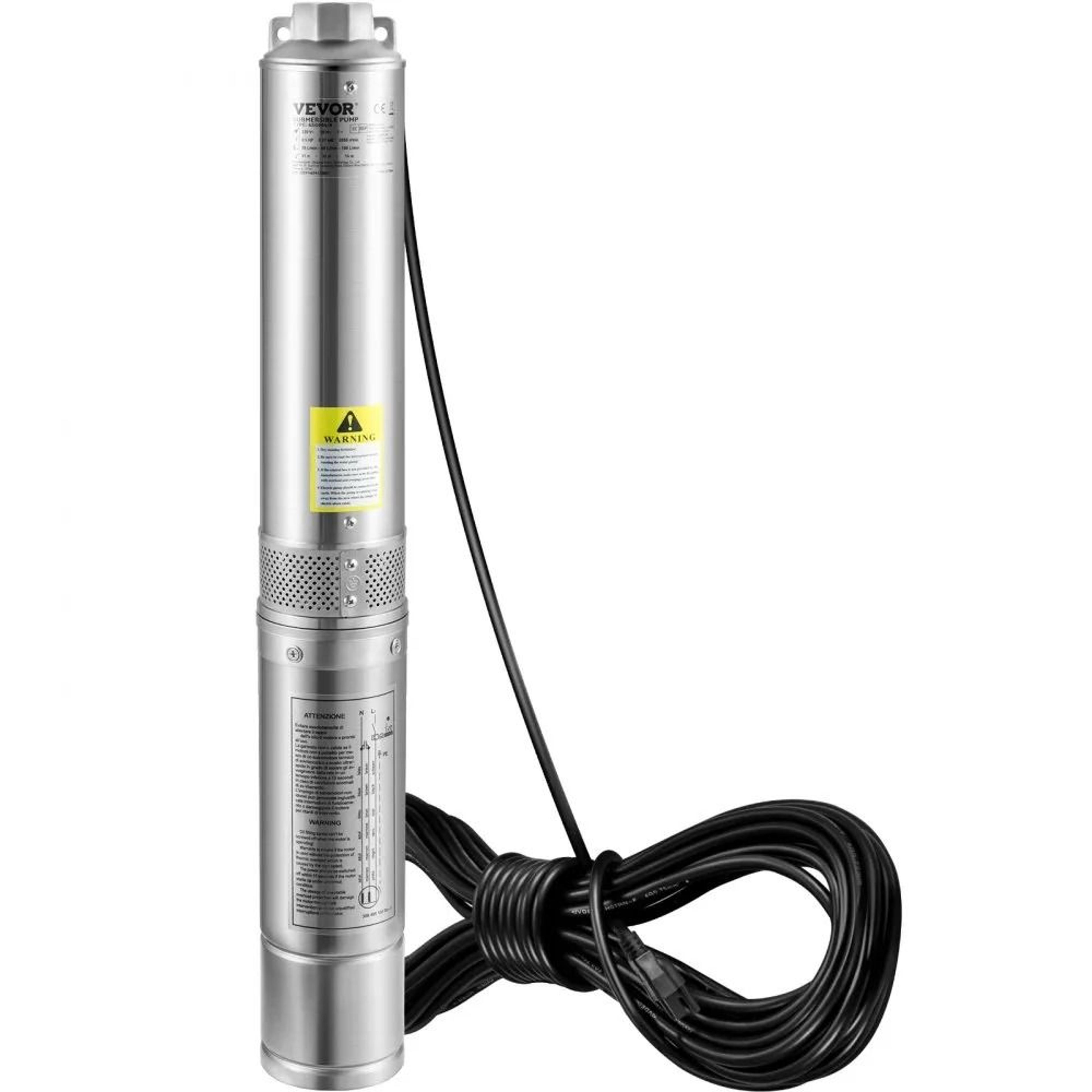 1.5hp deep well submersible pump 37gpm stainless steel water pump with 276ft head