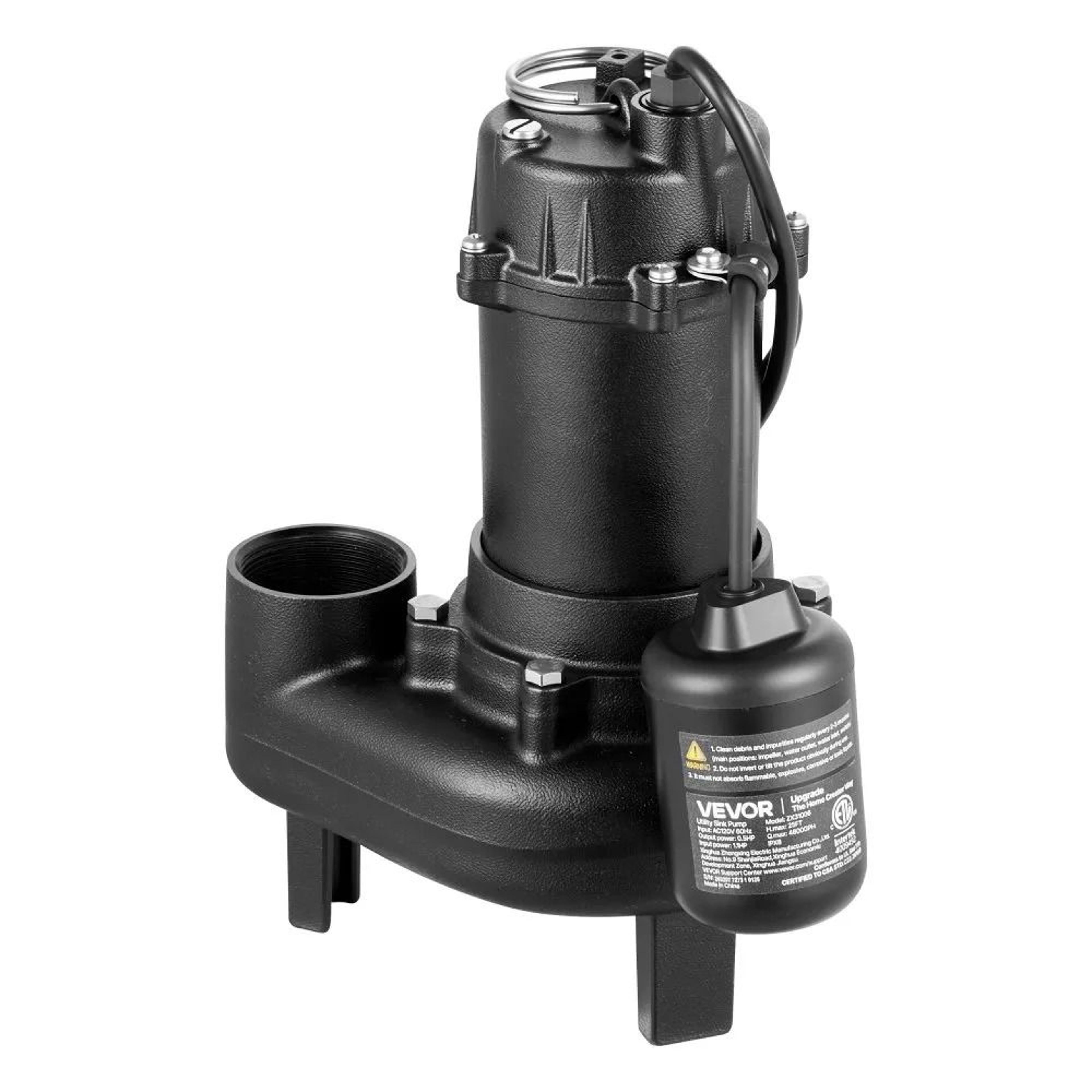 12 HP Sewage Pump System 4800 GPH Automatic Drainage Pump With Basin Kit 7