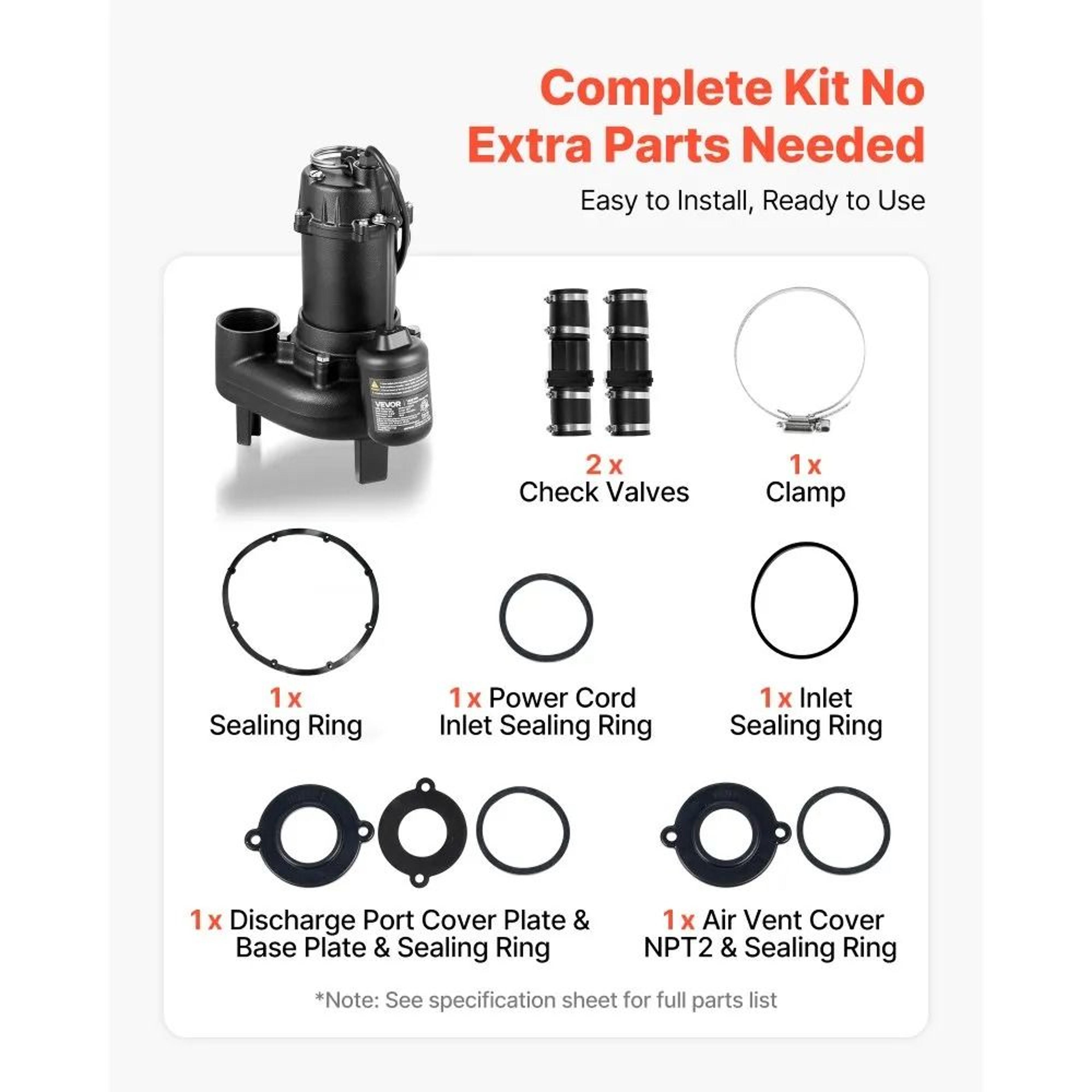 12 HP Sewage Pump System 4800 GPH Automatic Drainage Pump With Basin Kit 3