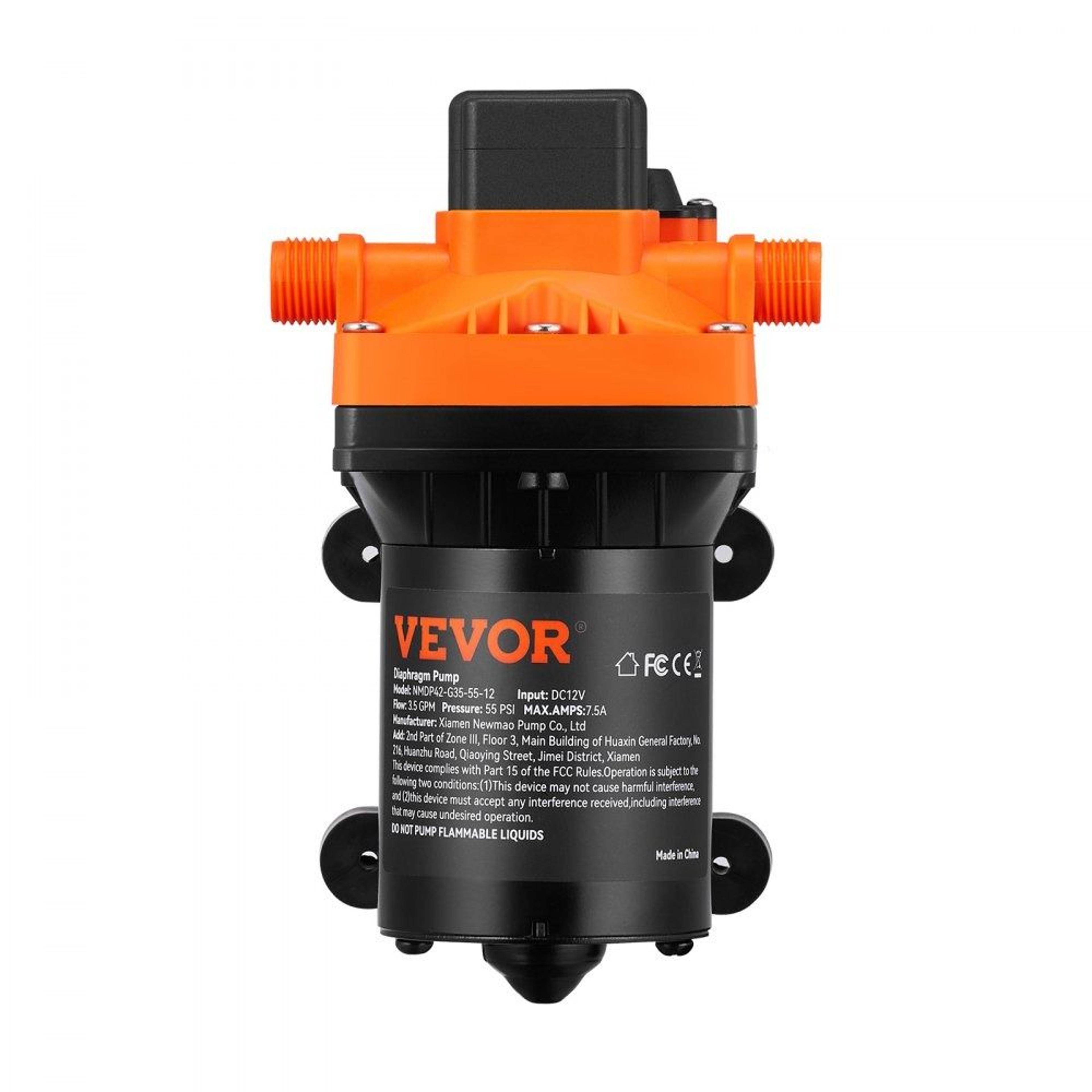 12V Diaphragm Pump 35 GPM Self Priming Water Pump With 55 PSI Pressure Switch For RV Boat Marine 7