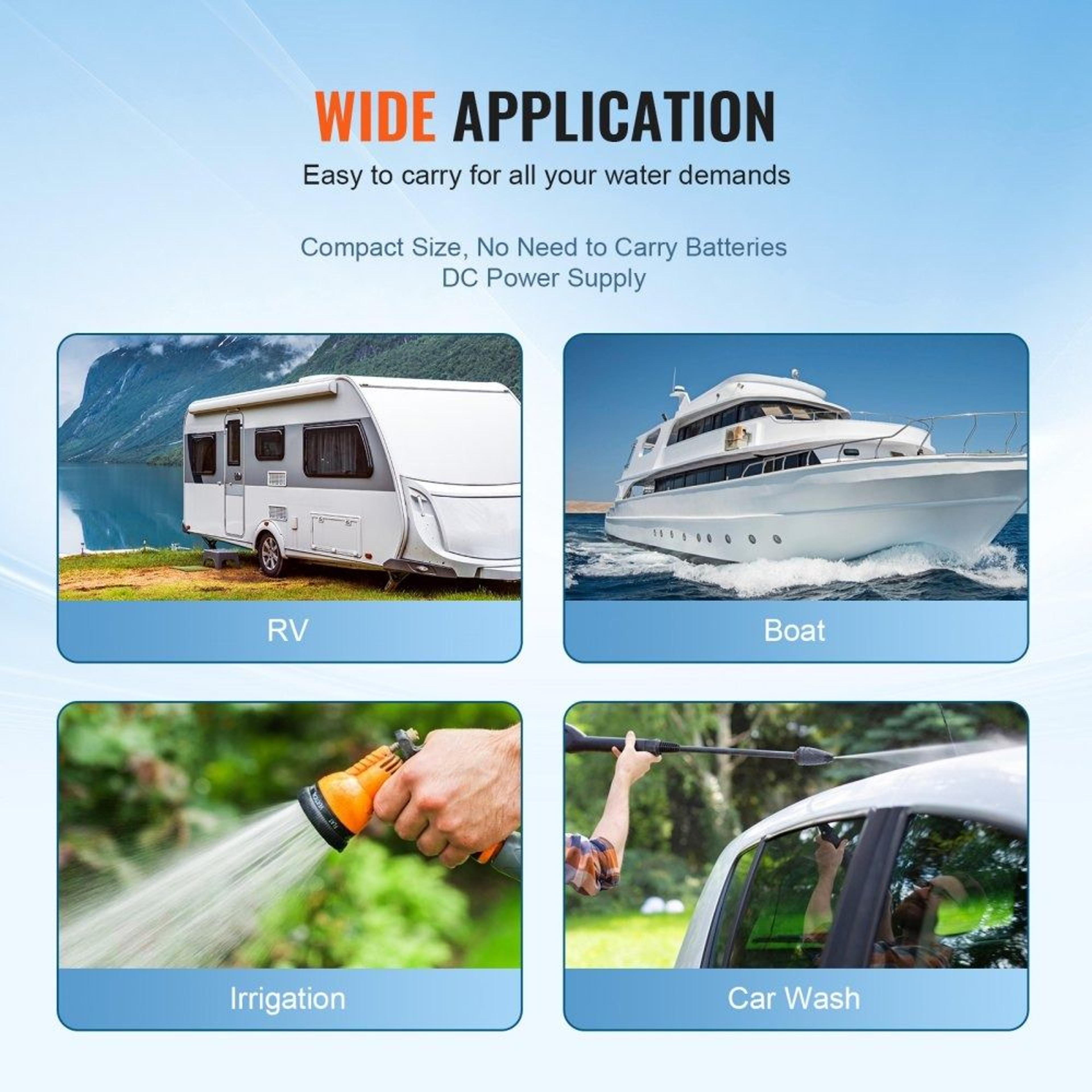 12V Diaphragm Pump 35 GPM Self Priming Water Pump With 55 PSI Pressure Switch For RV Boat Marine 5