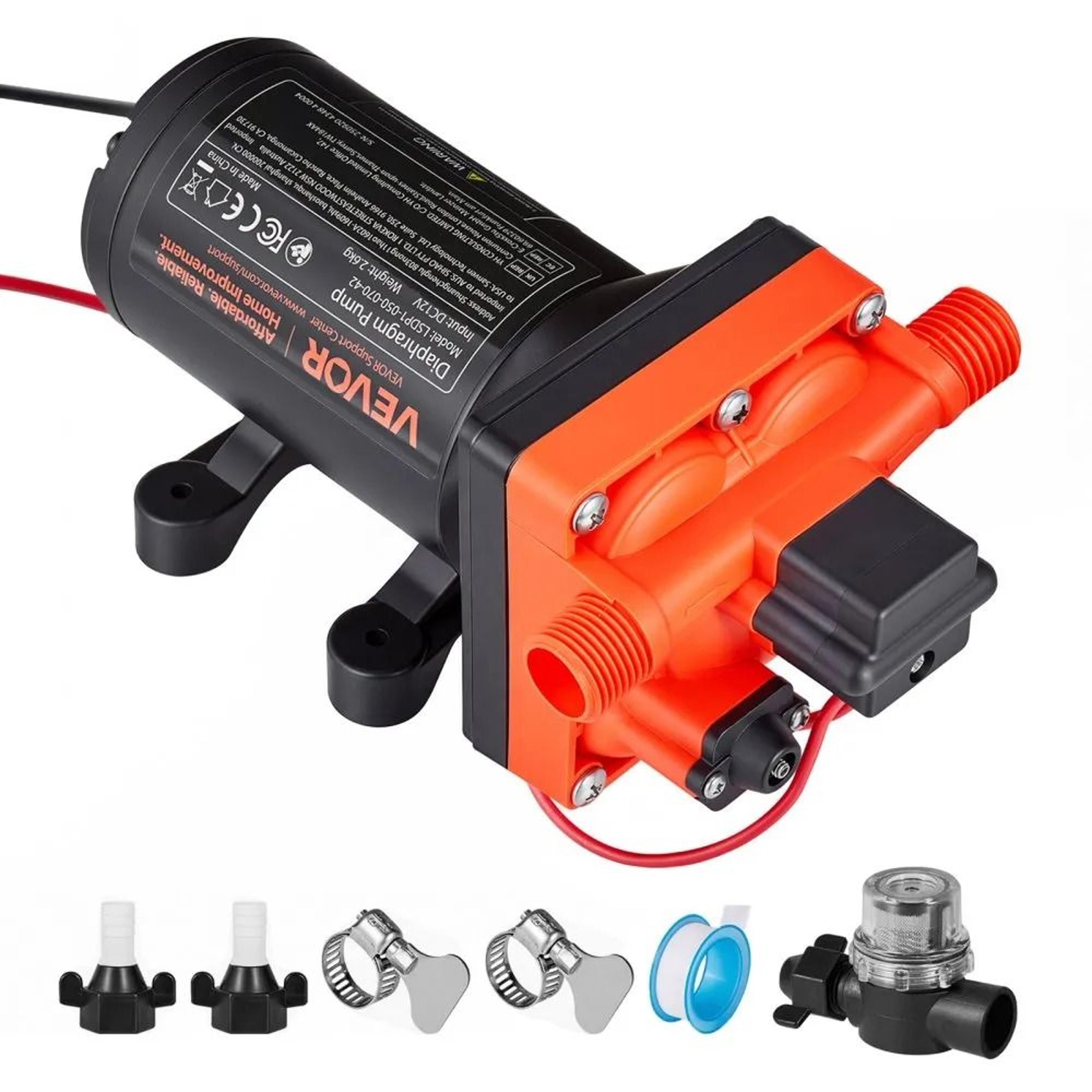 rv water pump 12v dc 5 gpm self priming diaphragm pump with automatic pressure switch