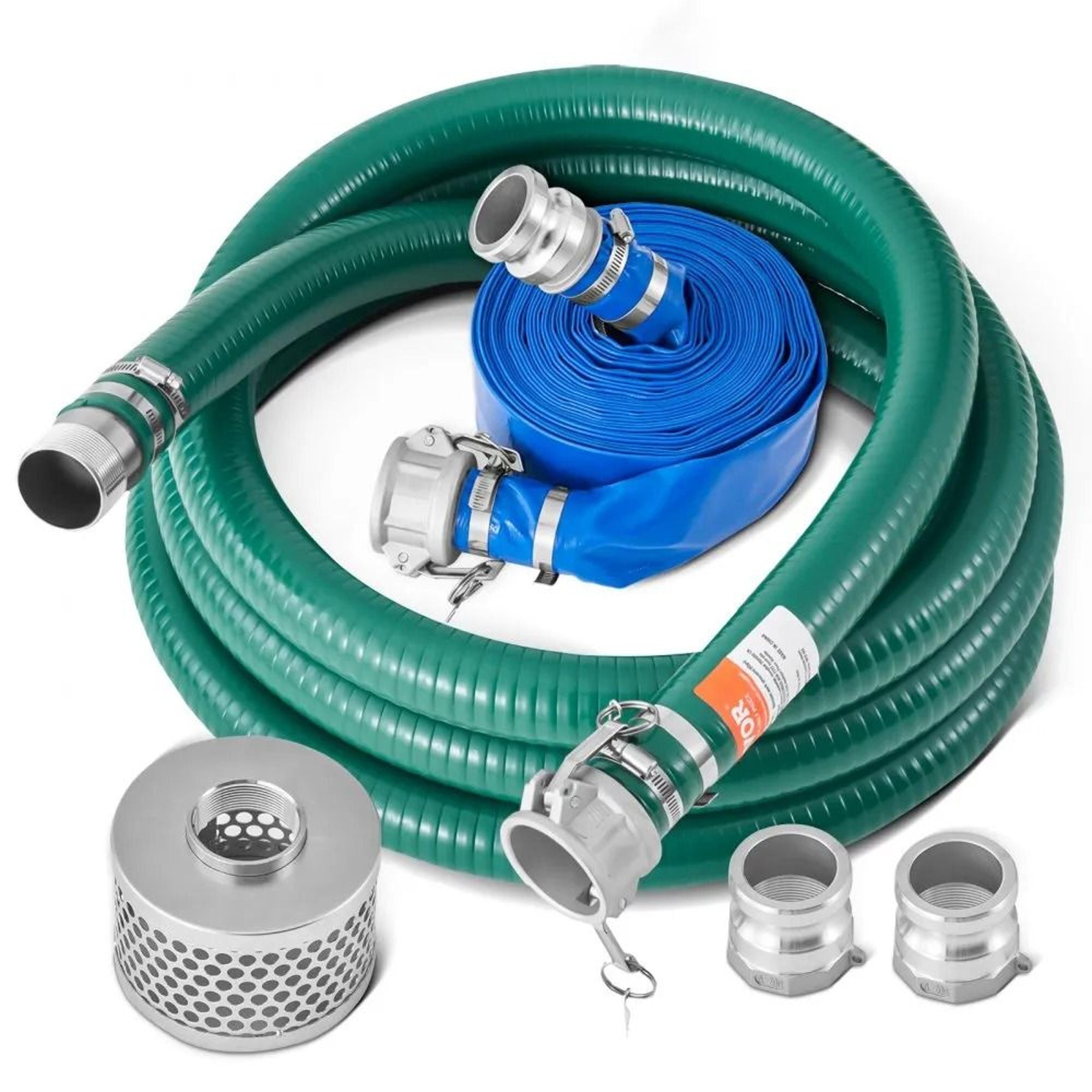 water pump hose kit 2 inch suction and discharge hose set with strainer and camlock fittings