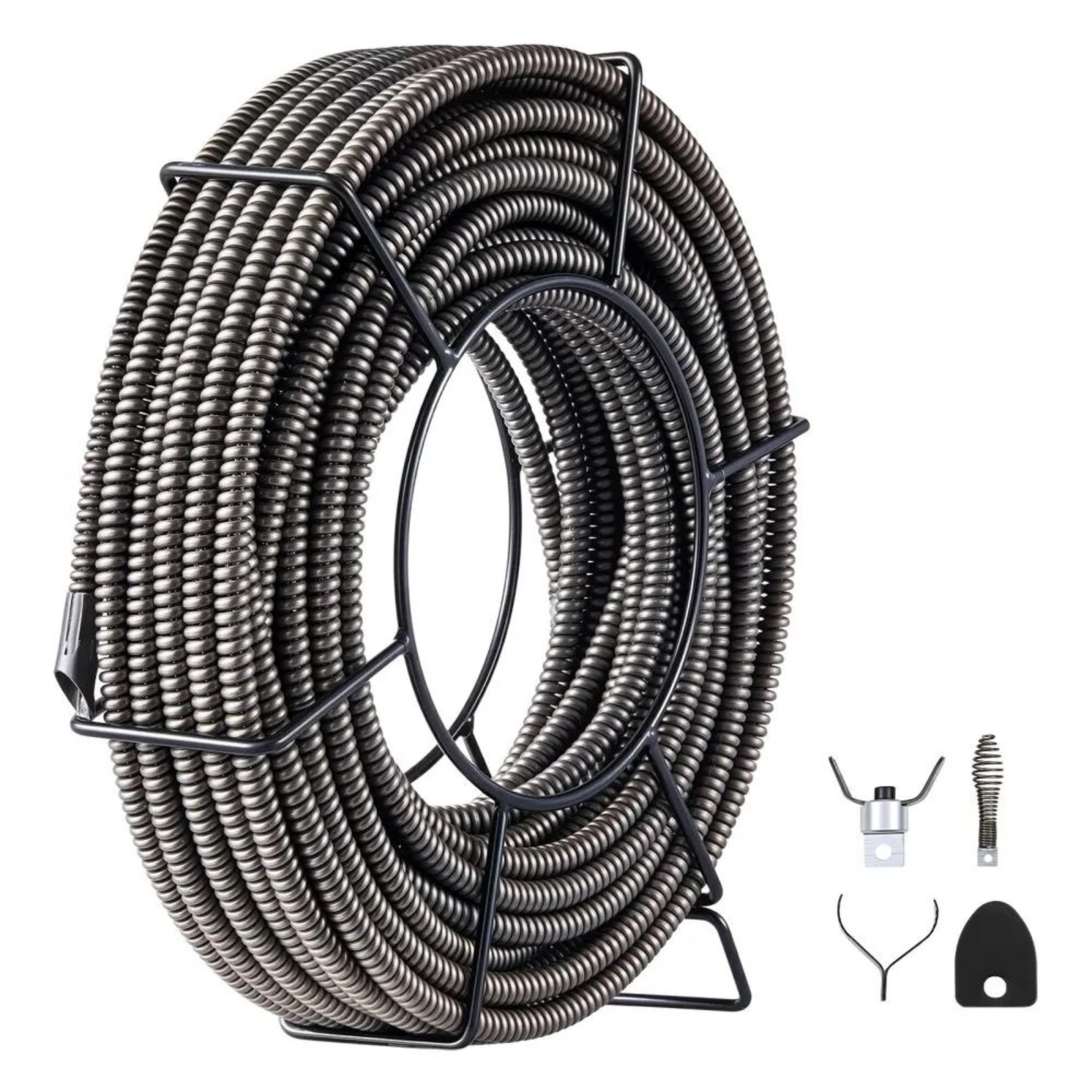 75 ft x 1/2 inch drain cleaning cable solid core sewer auger snake for 2 to 4 inch pipes