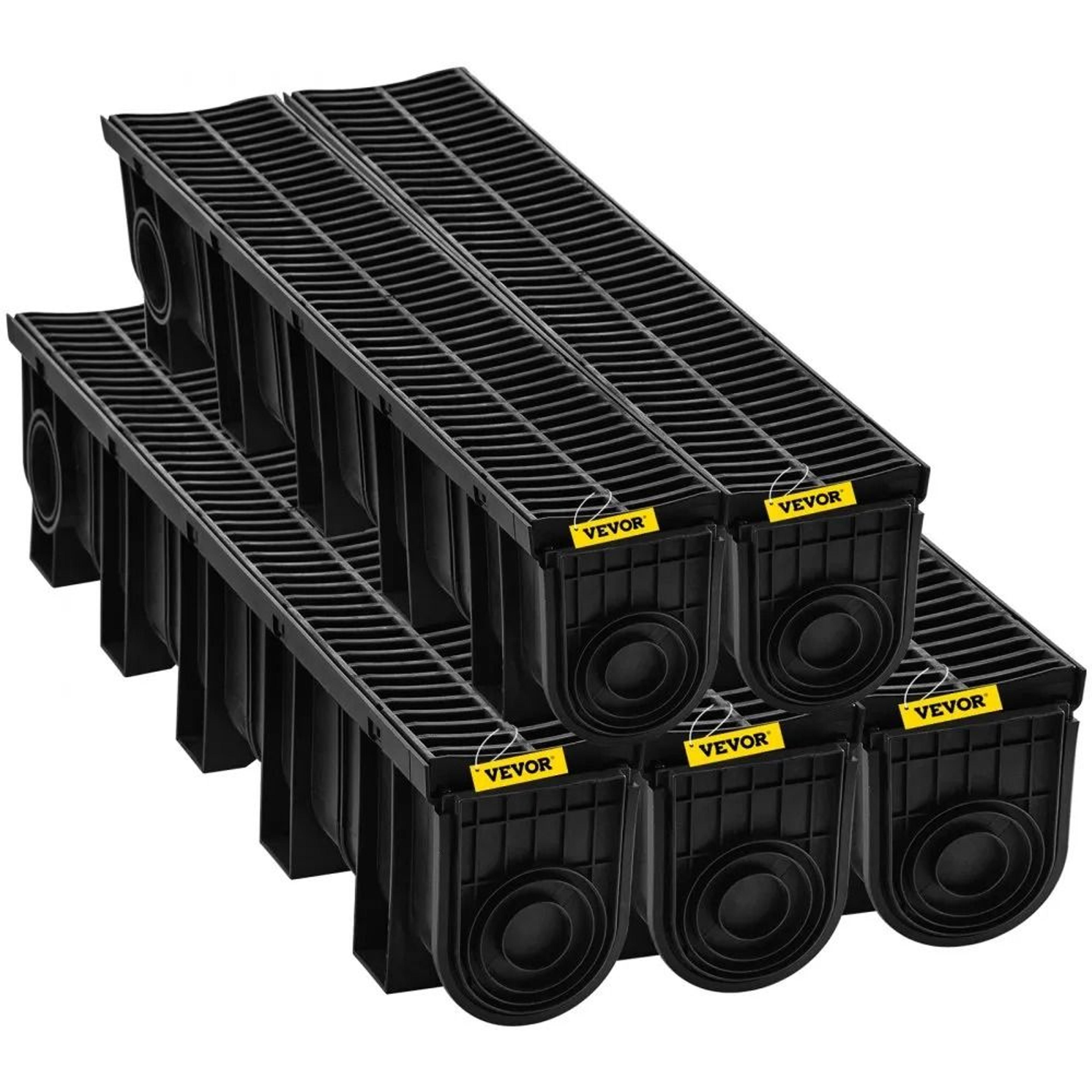trench drain system with plastic grate 5 pack 39 inch channel drain for driveways gardens and garages