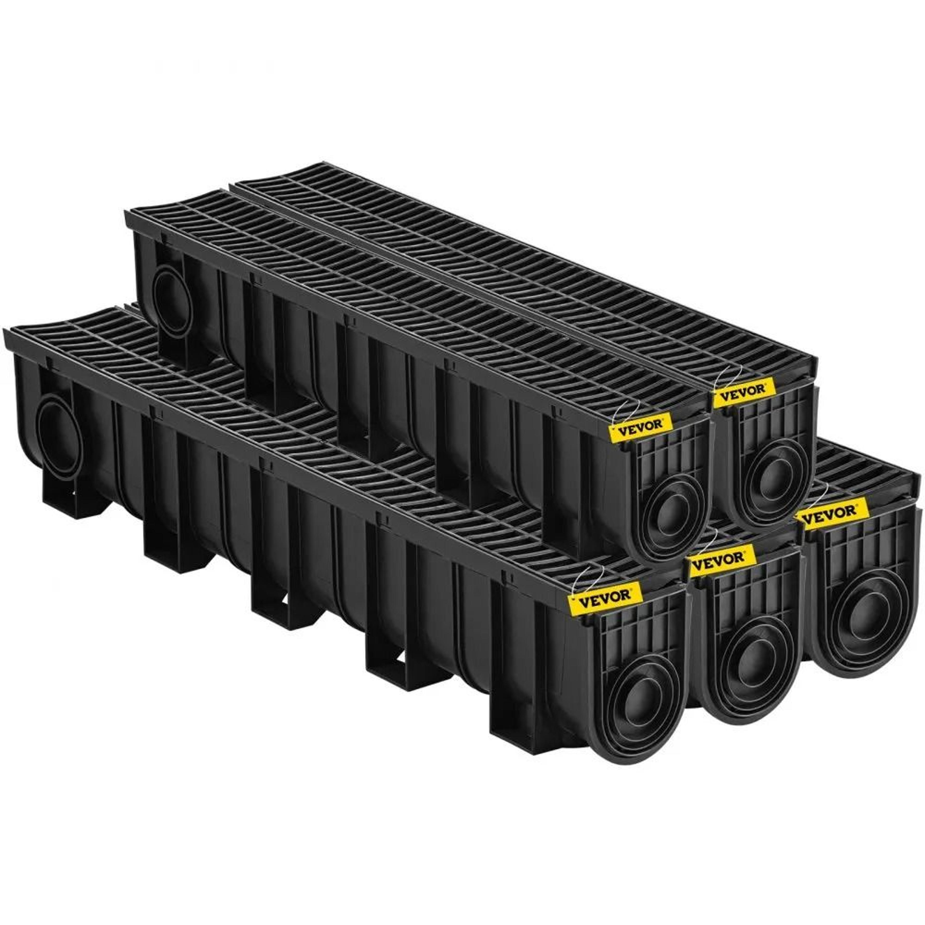 Trench Drain System With Plastic Grate 5 Pack 39 Inch Channel Drain For Driveways Gardens And Garag 8