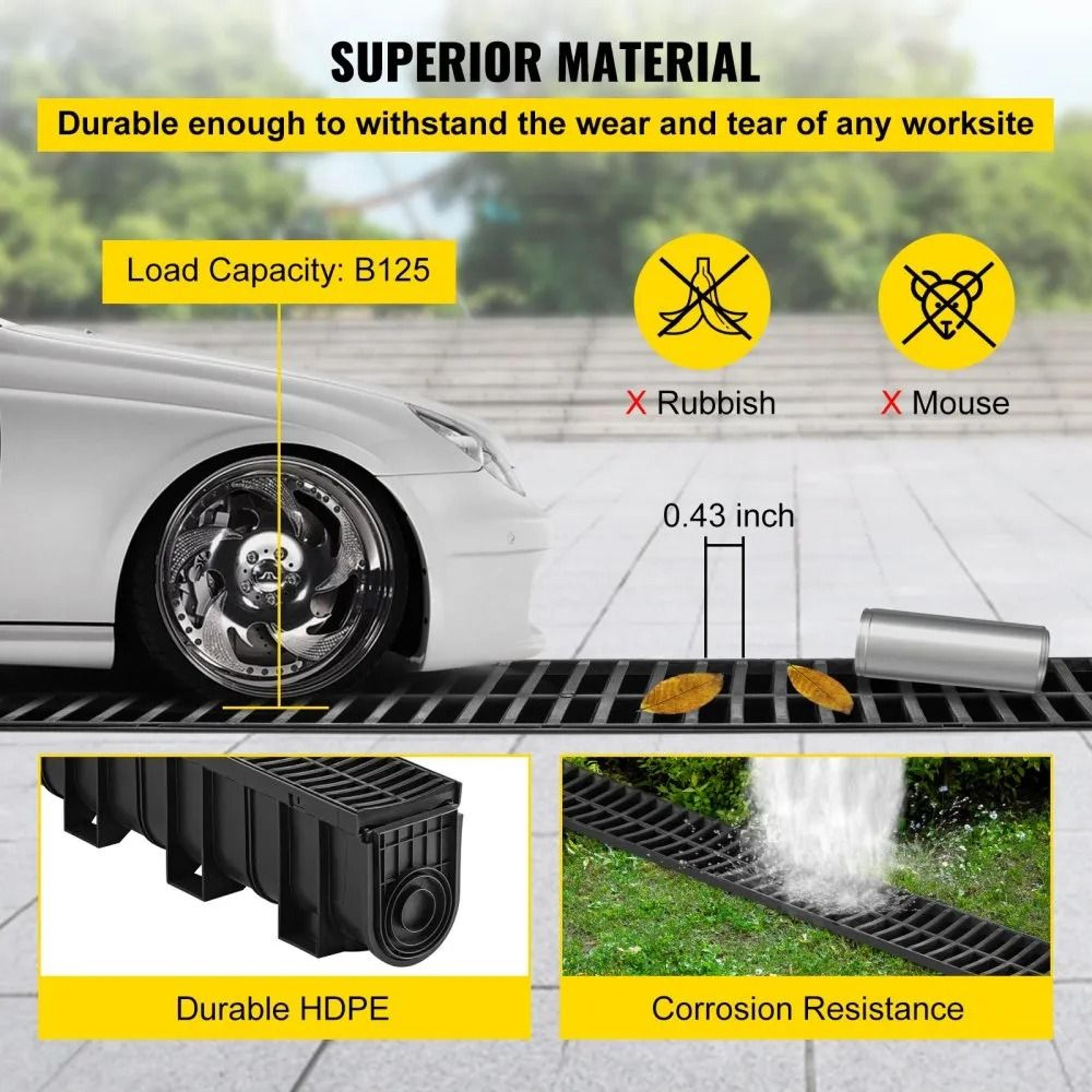 Trench Drain System With Plastic Grate 5 Pack 39 Inch Channel Drain For Driveways Gardens And Garag 2