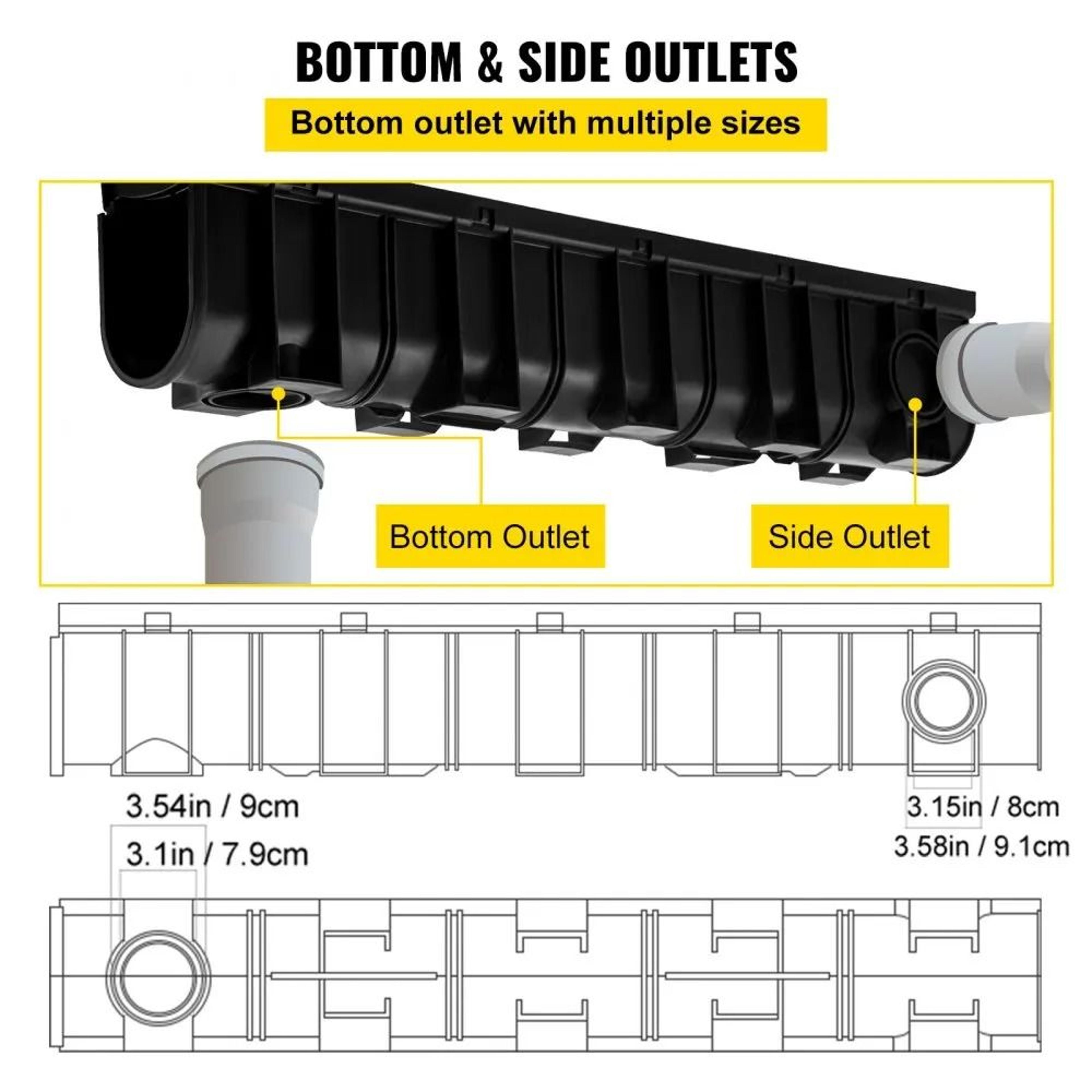 Trench Drain System With Plastic Grate 5 Pack 39 Inch Channel Drain For Driveways Gardens And Garag 3