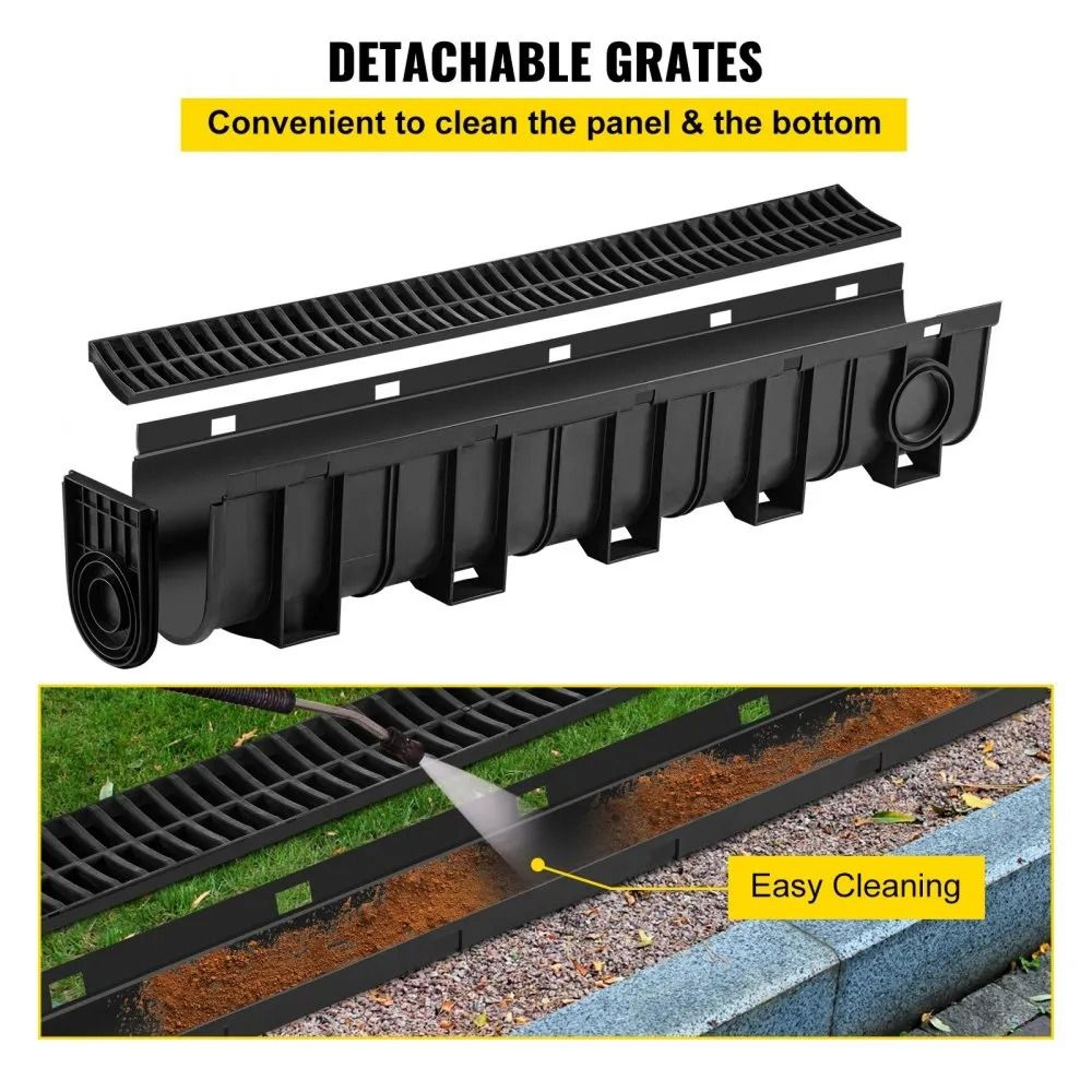 Trench Drain System With Plastic Grate 5 Pack 39 Inch Channel Drain For Driveways Gardens And Garag 4