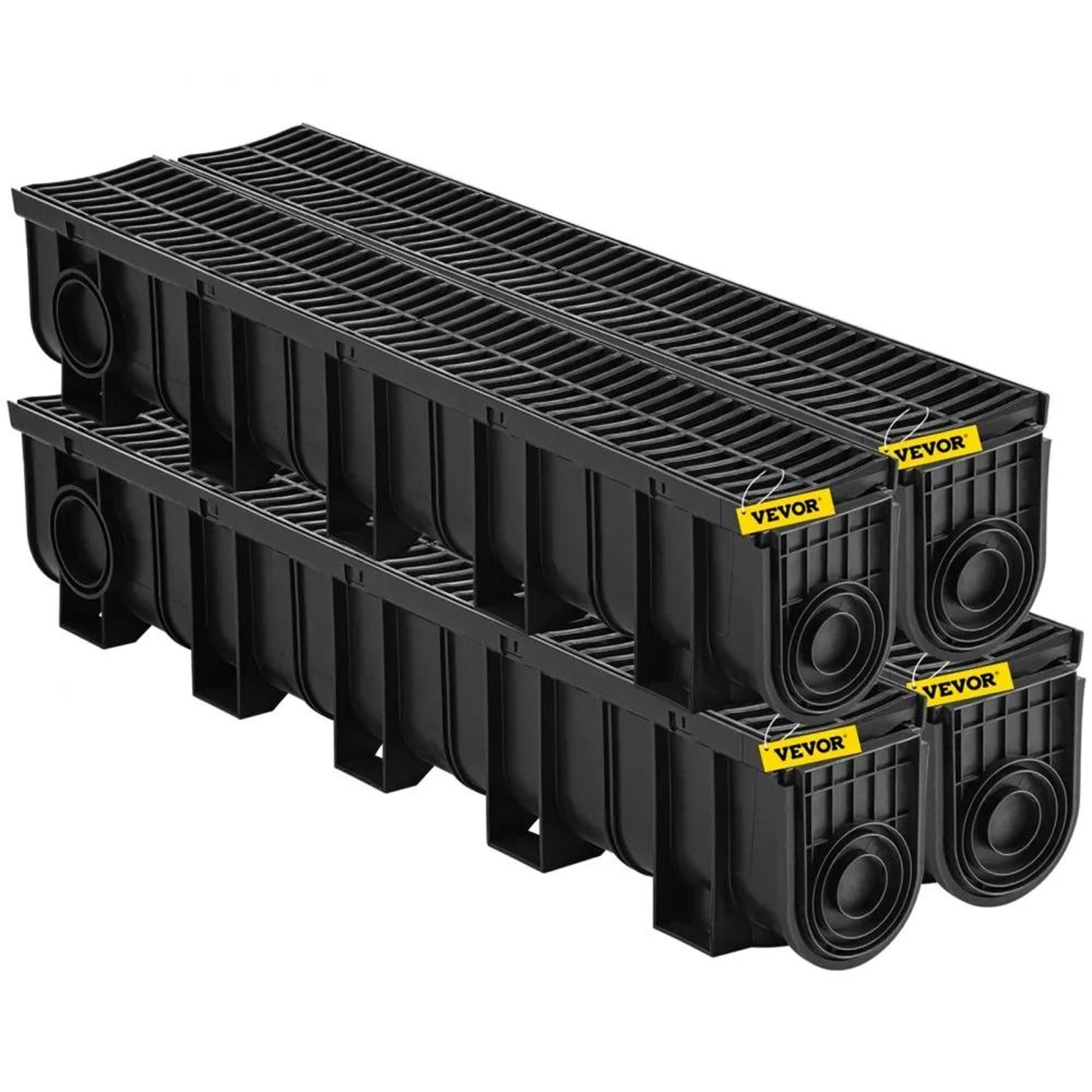 Trench Drain System With Plastic Grate 4 Pack HDPE Channel Drain For Driveways Gardens And Garages 7