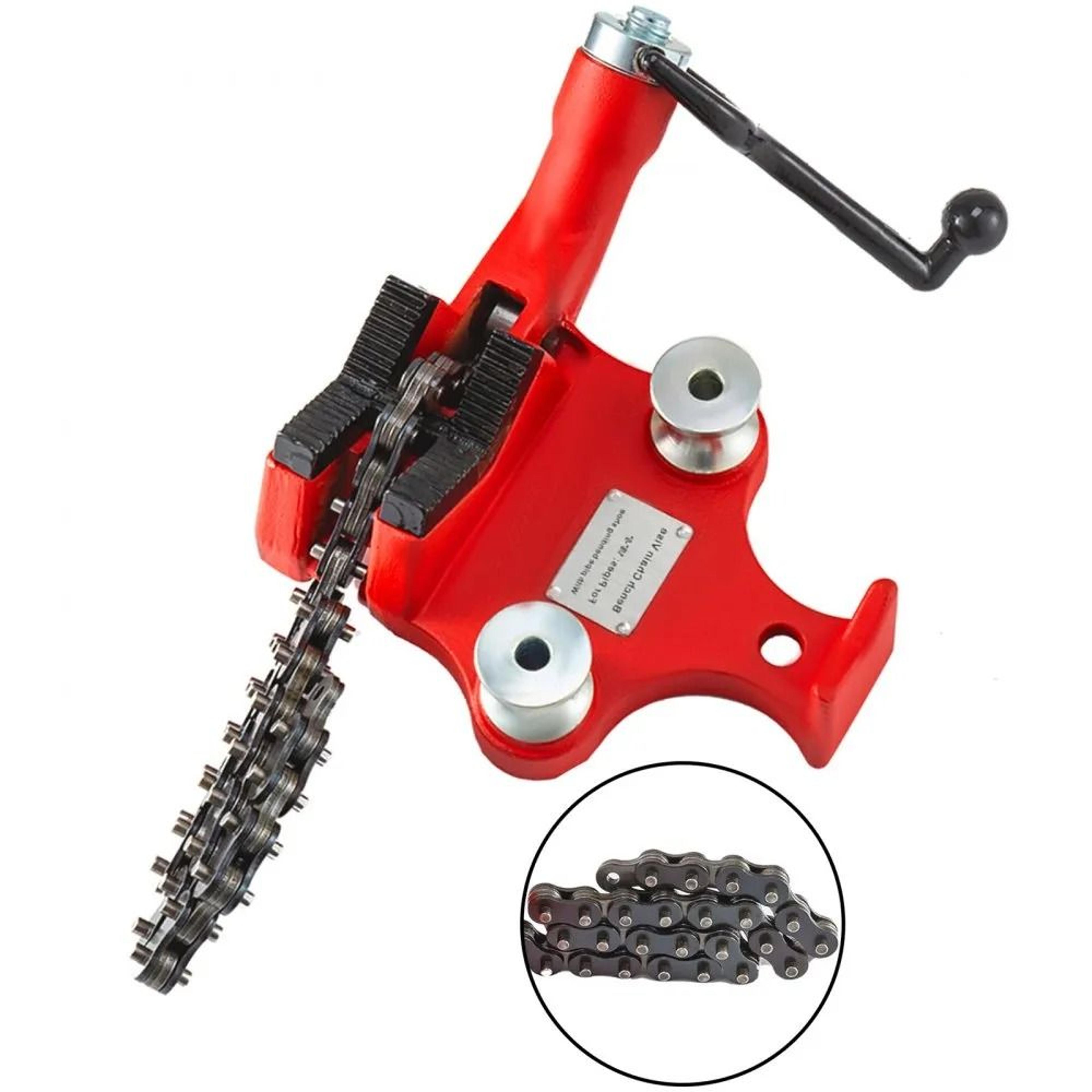 heavy duty bench chain pipe vise 1/8 to 5 inch capacity with cast iron base