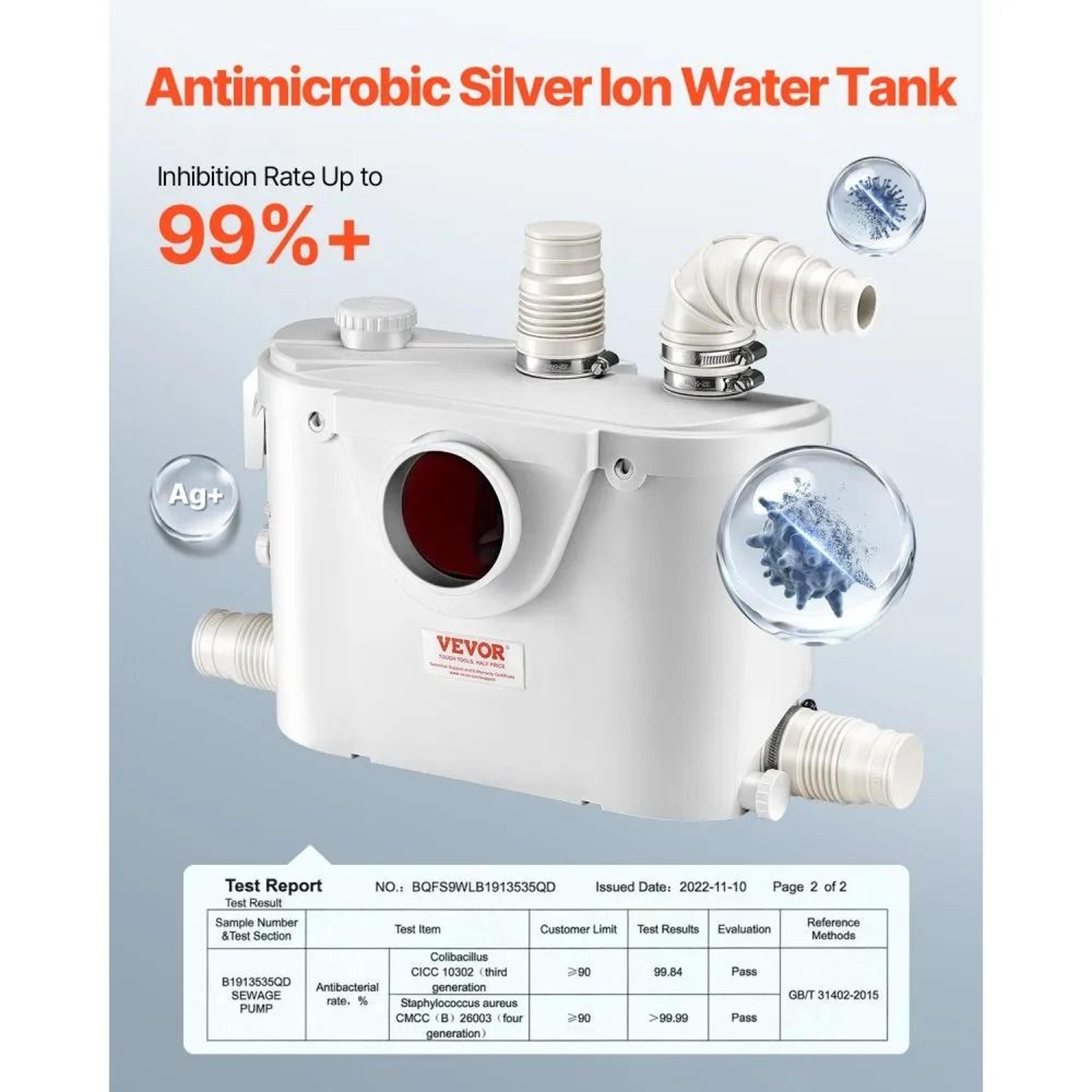 Macerator Pump 500W 29 GPM High Flow Toilet Sewerage Pump With 26 Ft Lift 4