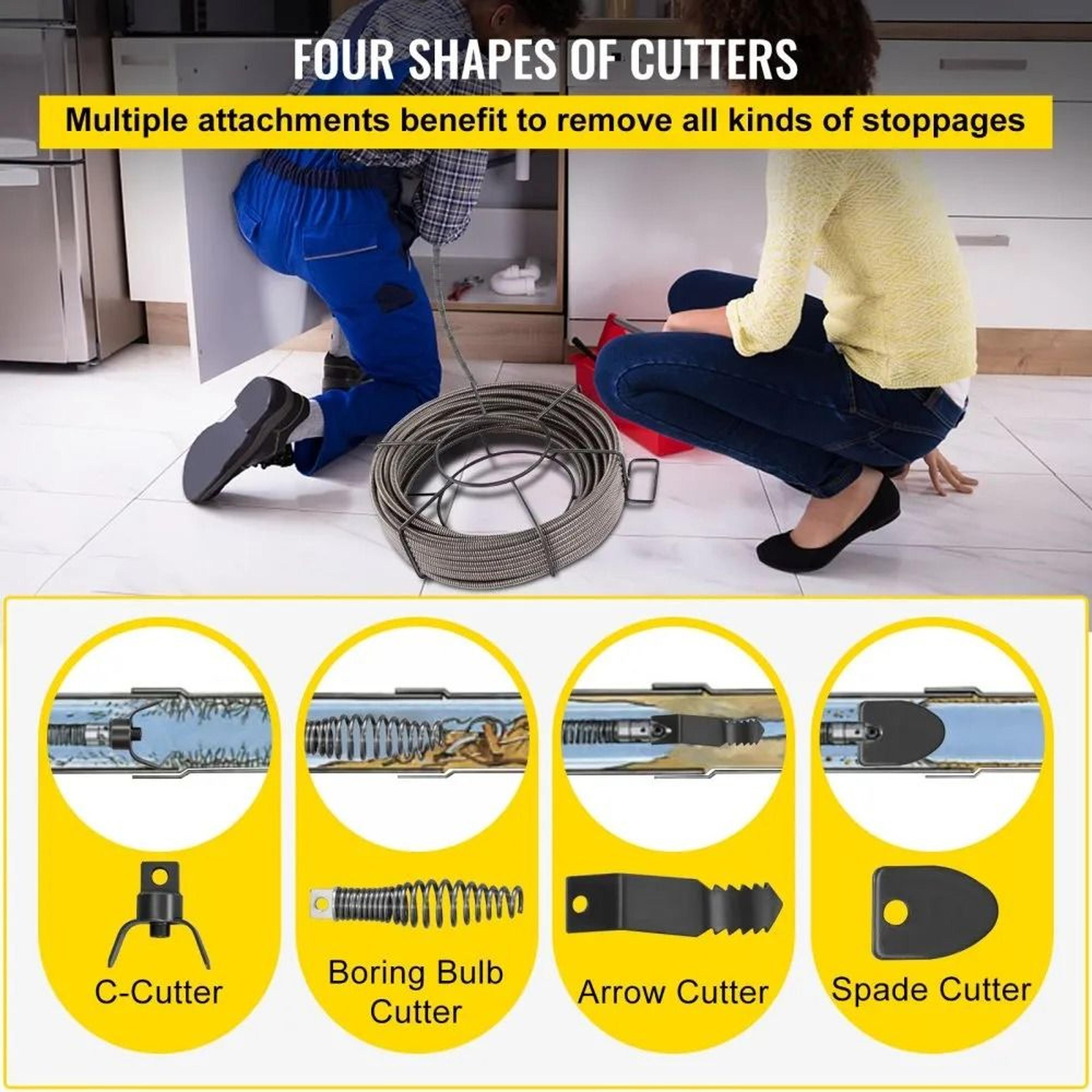 50ft Drain Cleaning Cable 12 Inch Solid Core Sewer Auger Snake 2