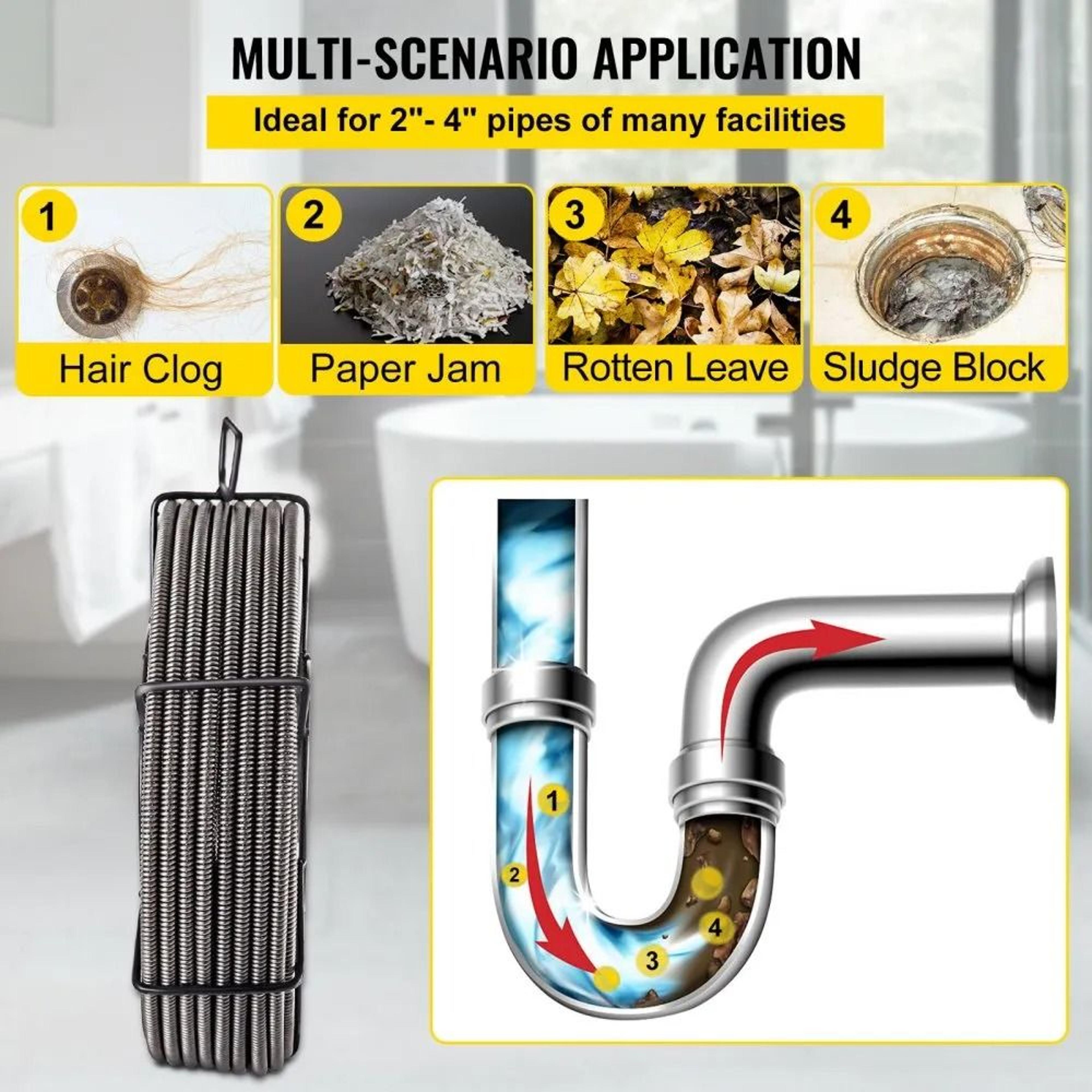 50ft Drain Cleaning Cable 12 Inch Solid Core Sewer Auger Snake 4