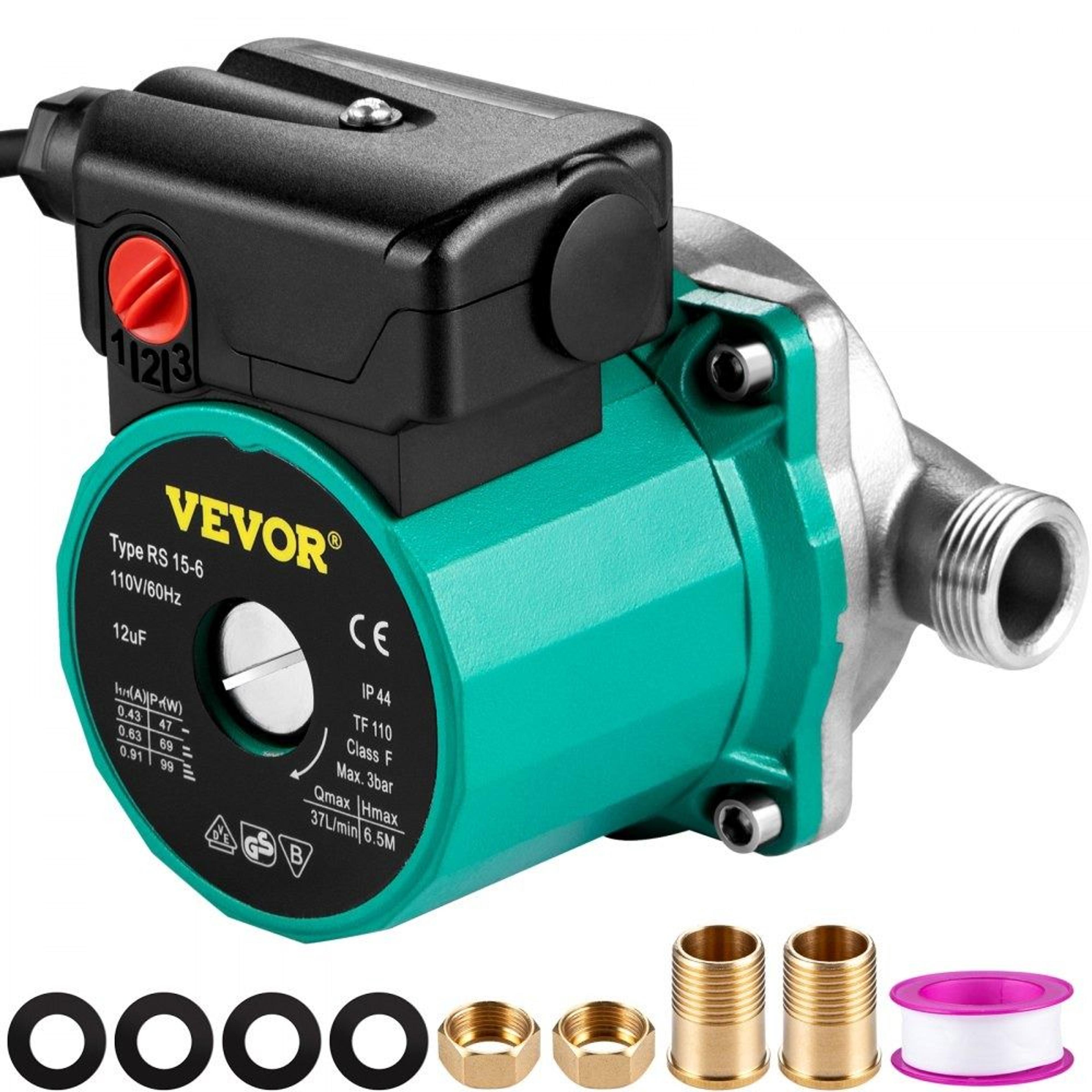 hot water recirculating pump 93w 110v 3 speed water circulator for heater systems