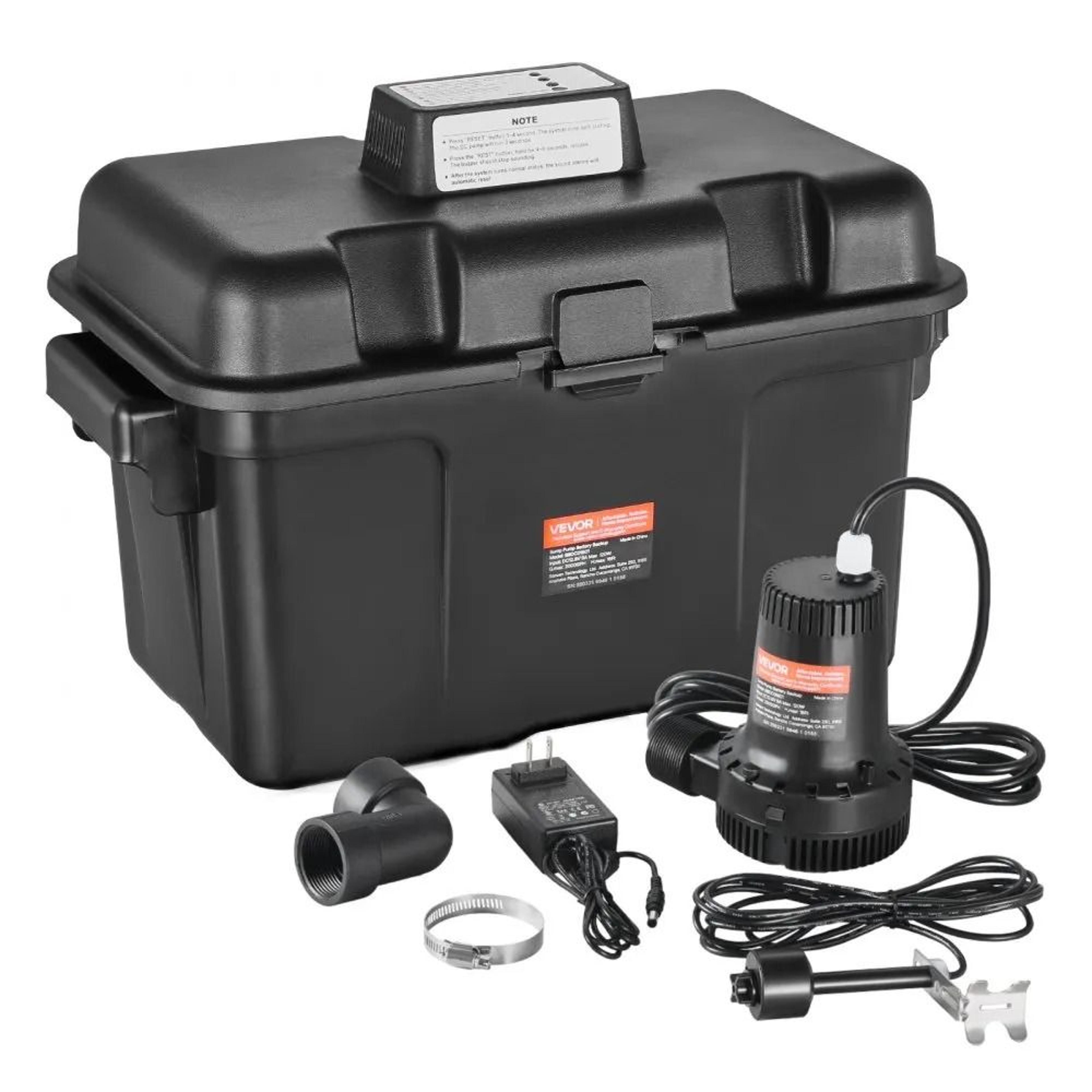 battery backup sump pump system 2000gph emergency basement flood protection
