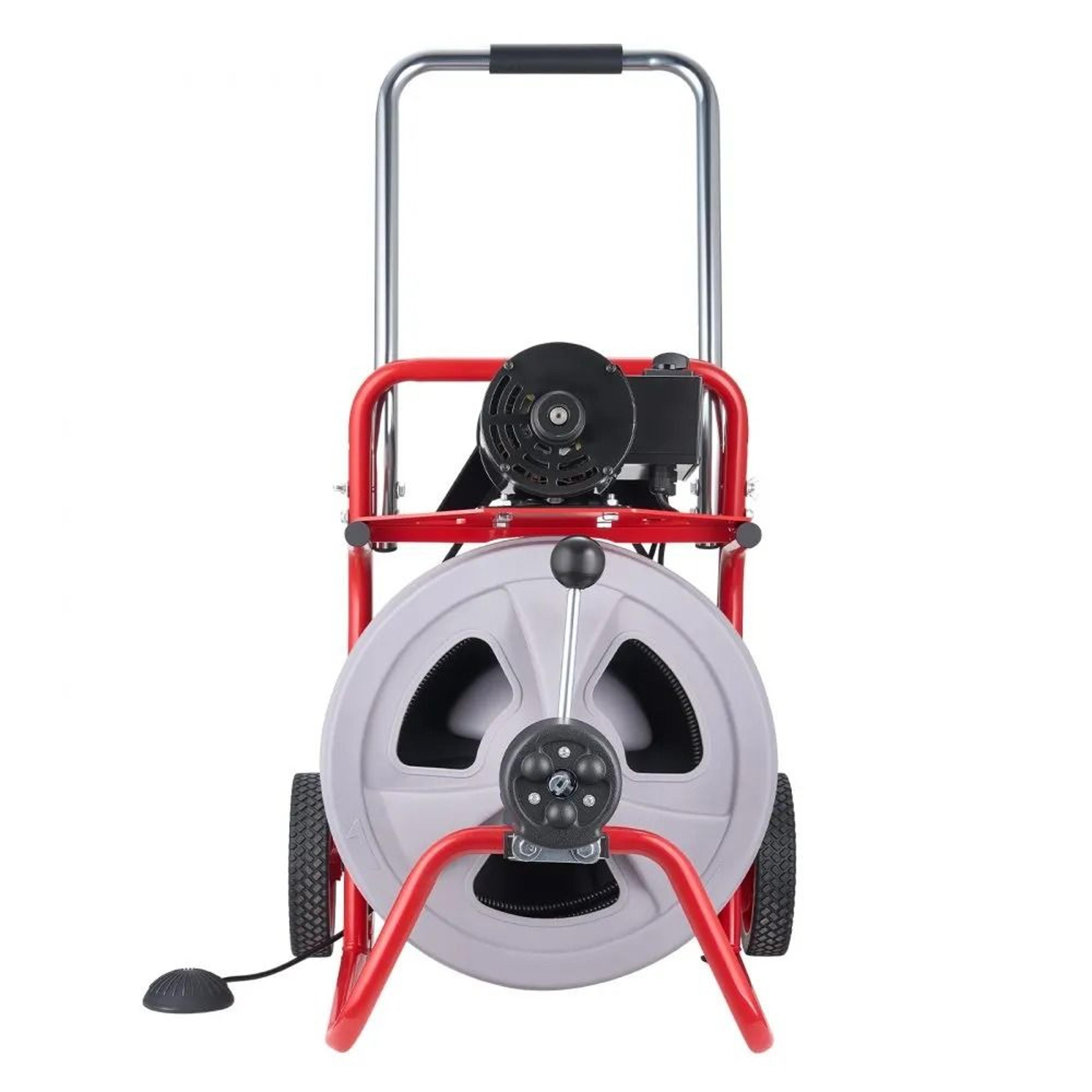 75 FT Drain Cleaner Machine Auto Feed Sewer Snake Auger With 8 Cutters 8
