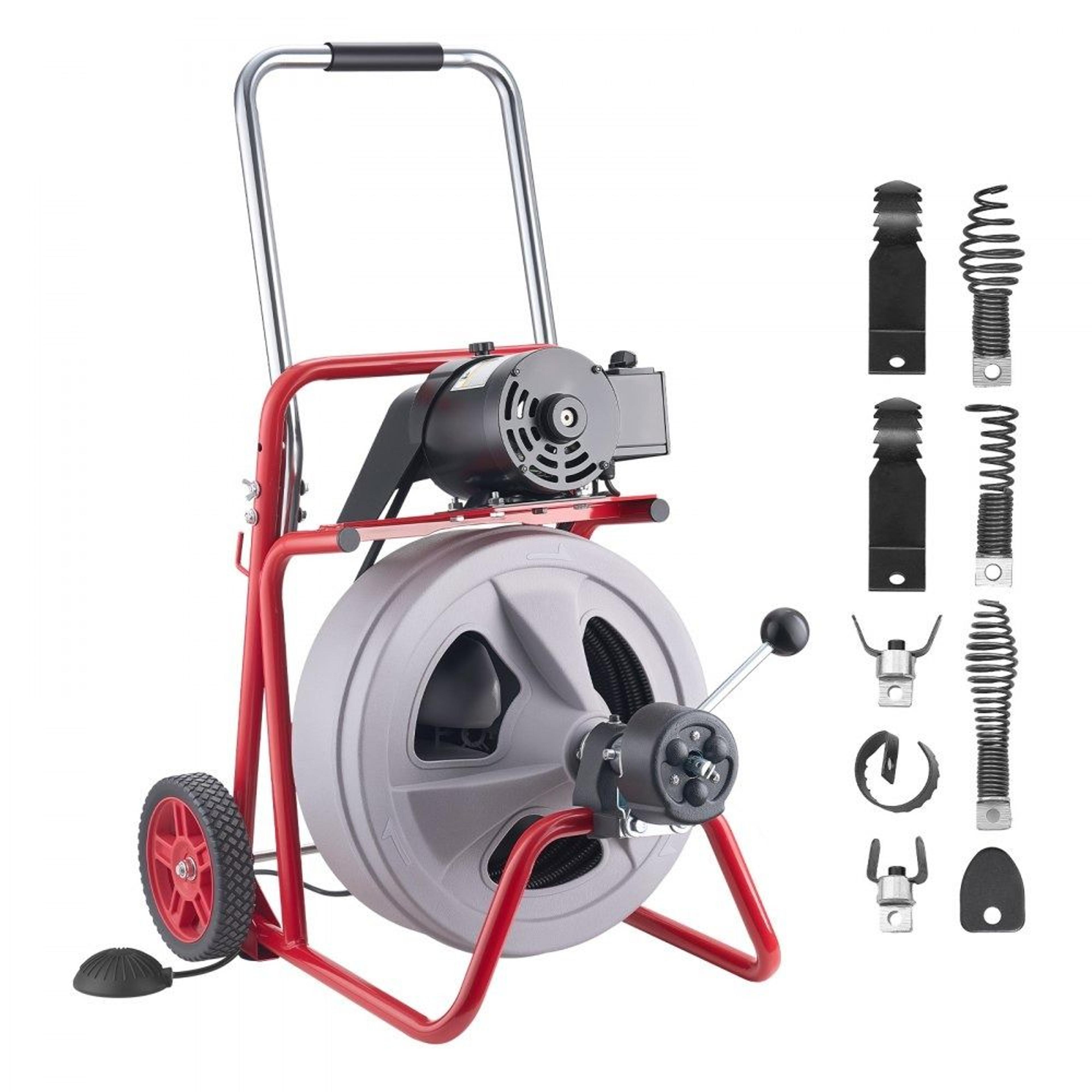75 ft drain cleaner machine auto feed sewer snake auger with 8 cutters