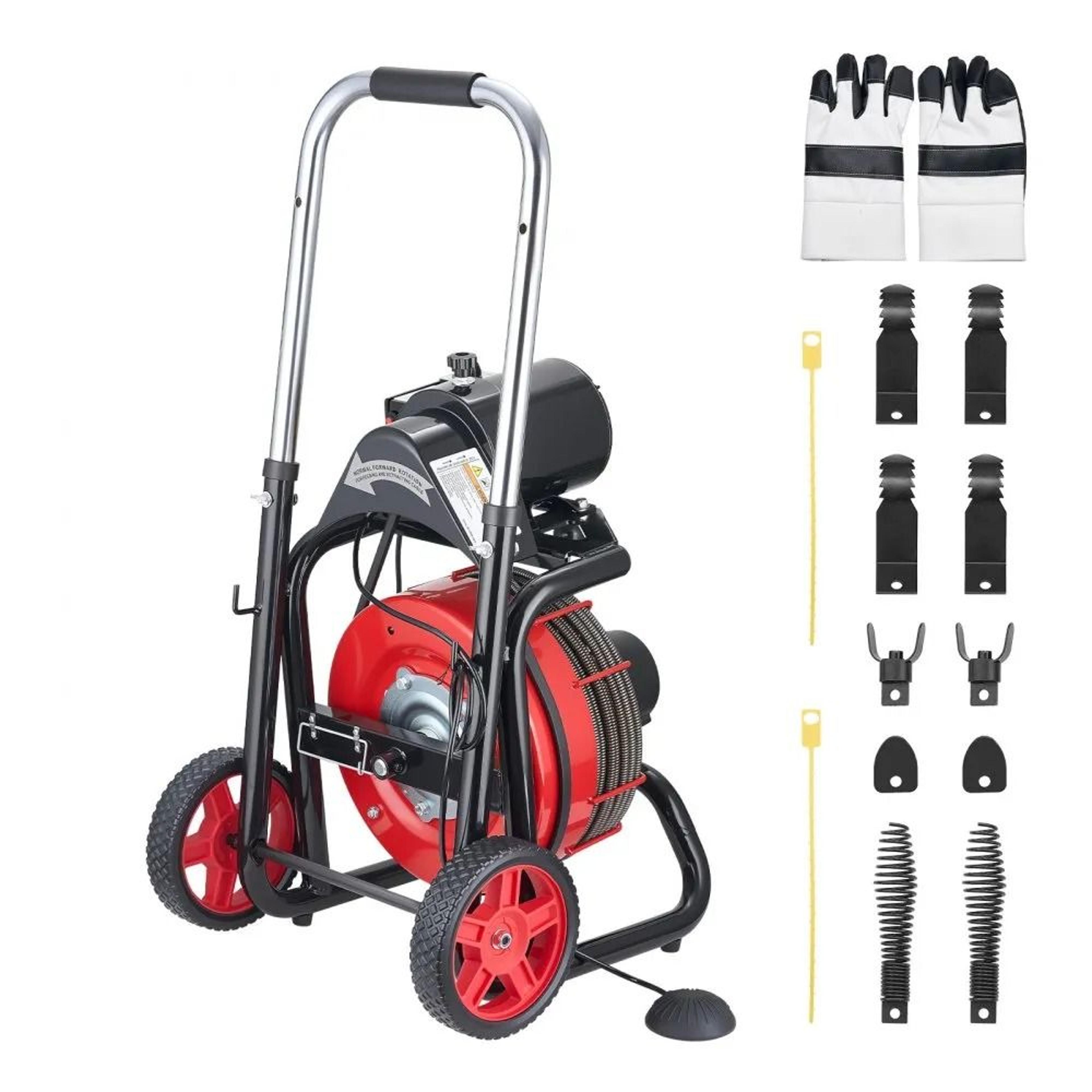 Drain Cleaner Machine 100 FT Auto Feed Sewer Snake Auger With 8 Cutters 7