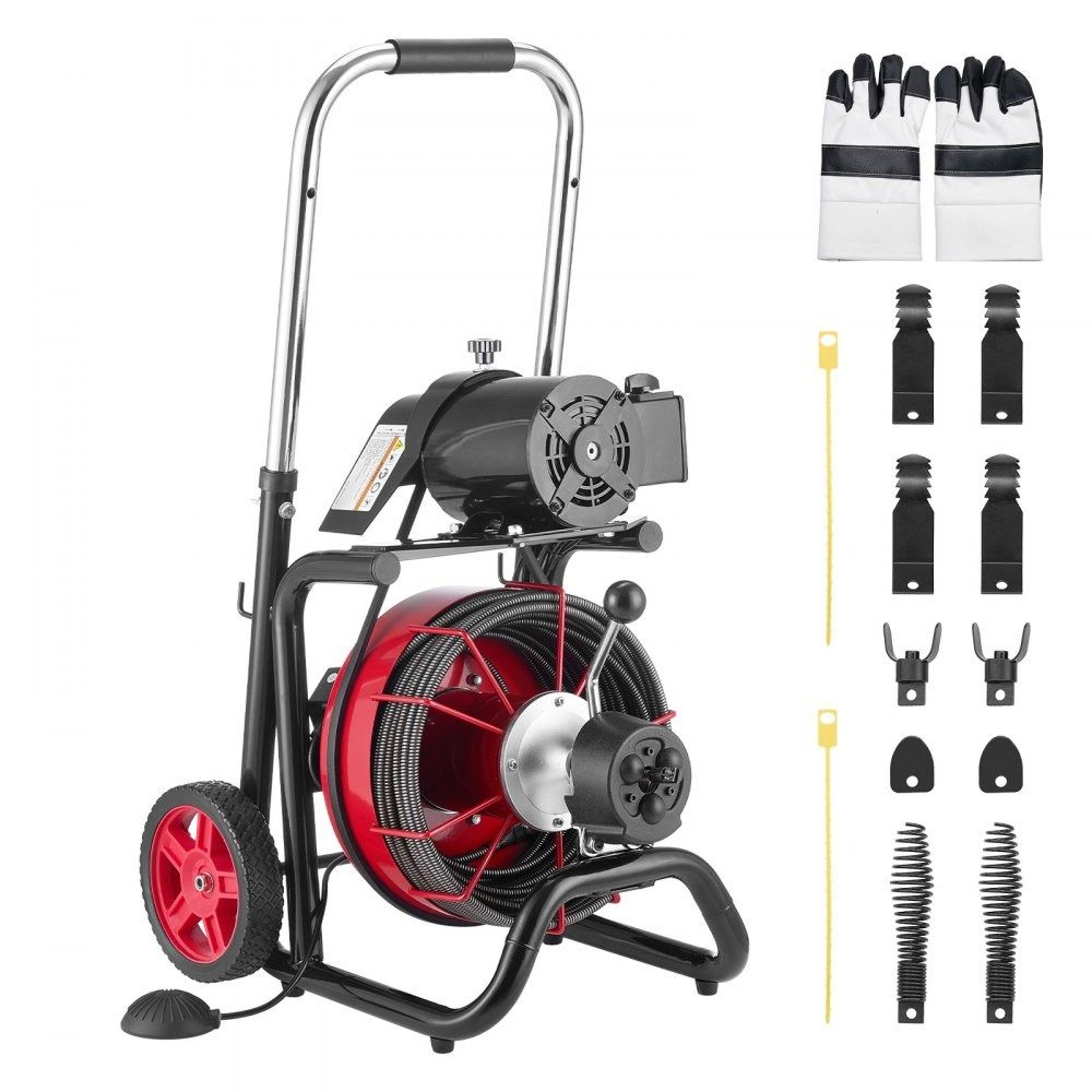 drain cleaner machine 100 ft auto feed sewer snake auger with 8 cutters