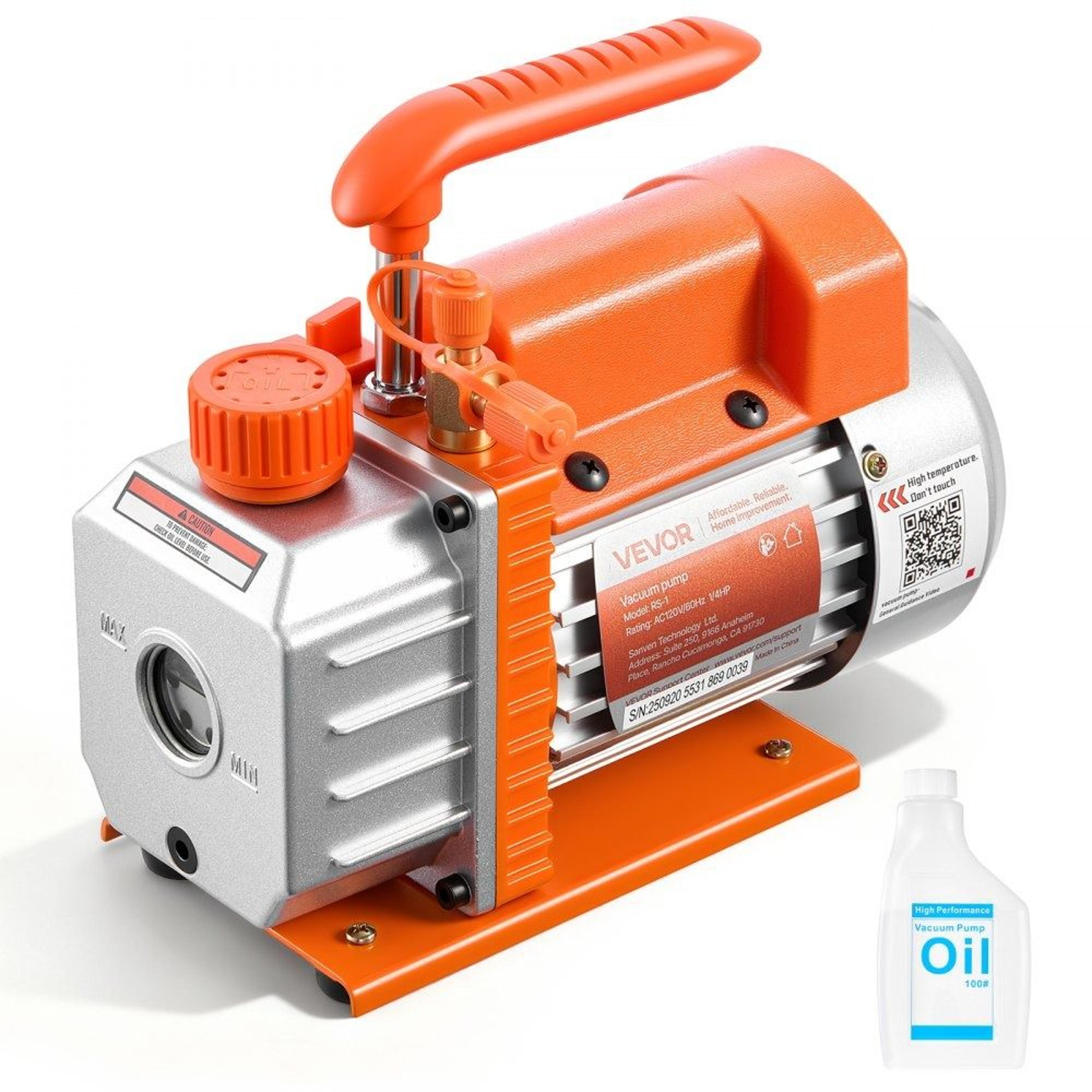 35 CFM Vacuum Pump 14 HP HVAC AC Refrigerant Rotary Vane Pump With Oil Included 8
