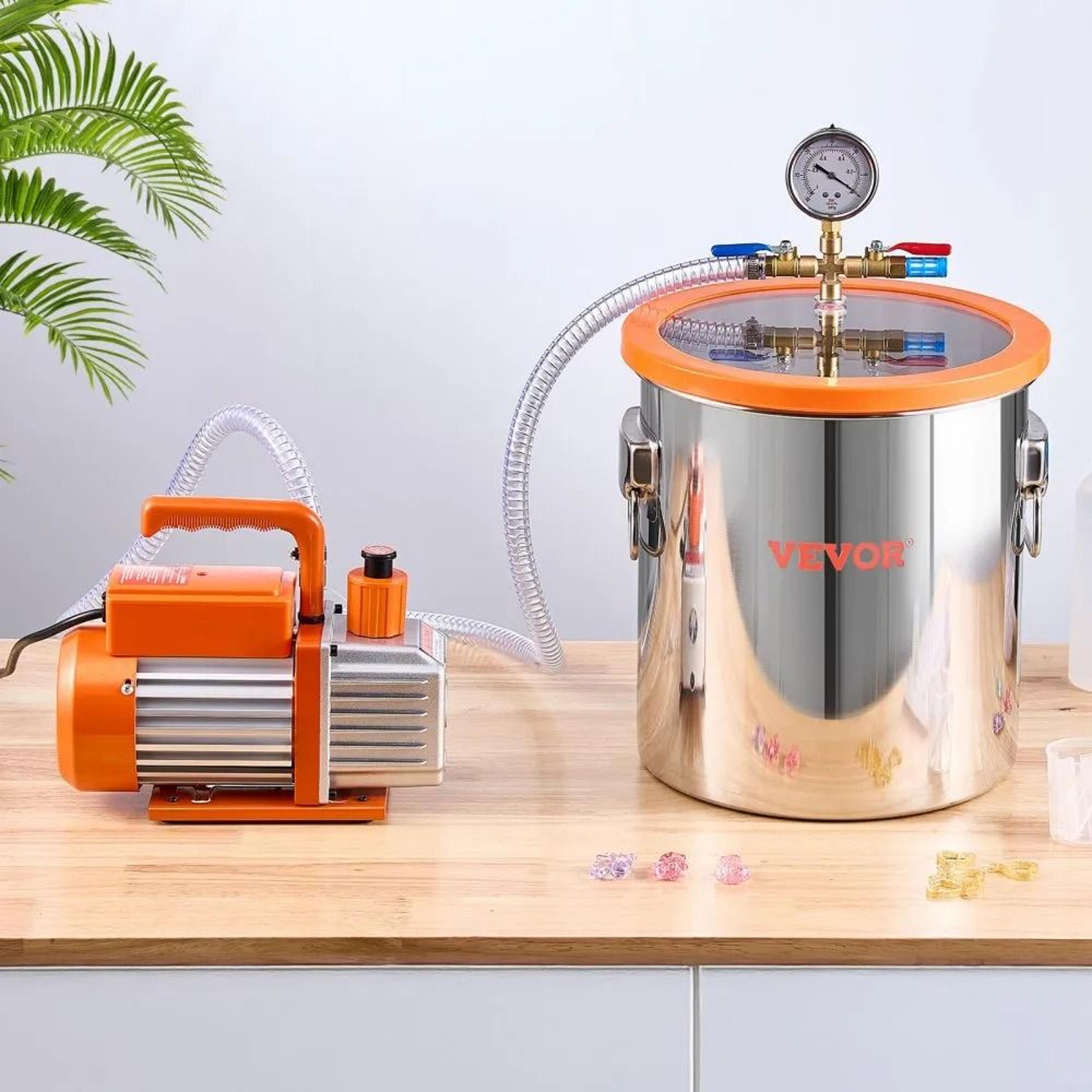 5 Gallon Vacuum Chamber And 35 CFM Pump Kit For Resin Degassing And Silicone Bubble Removal 5