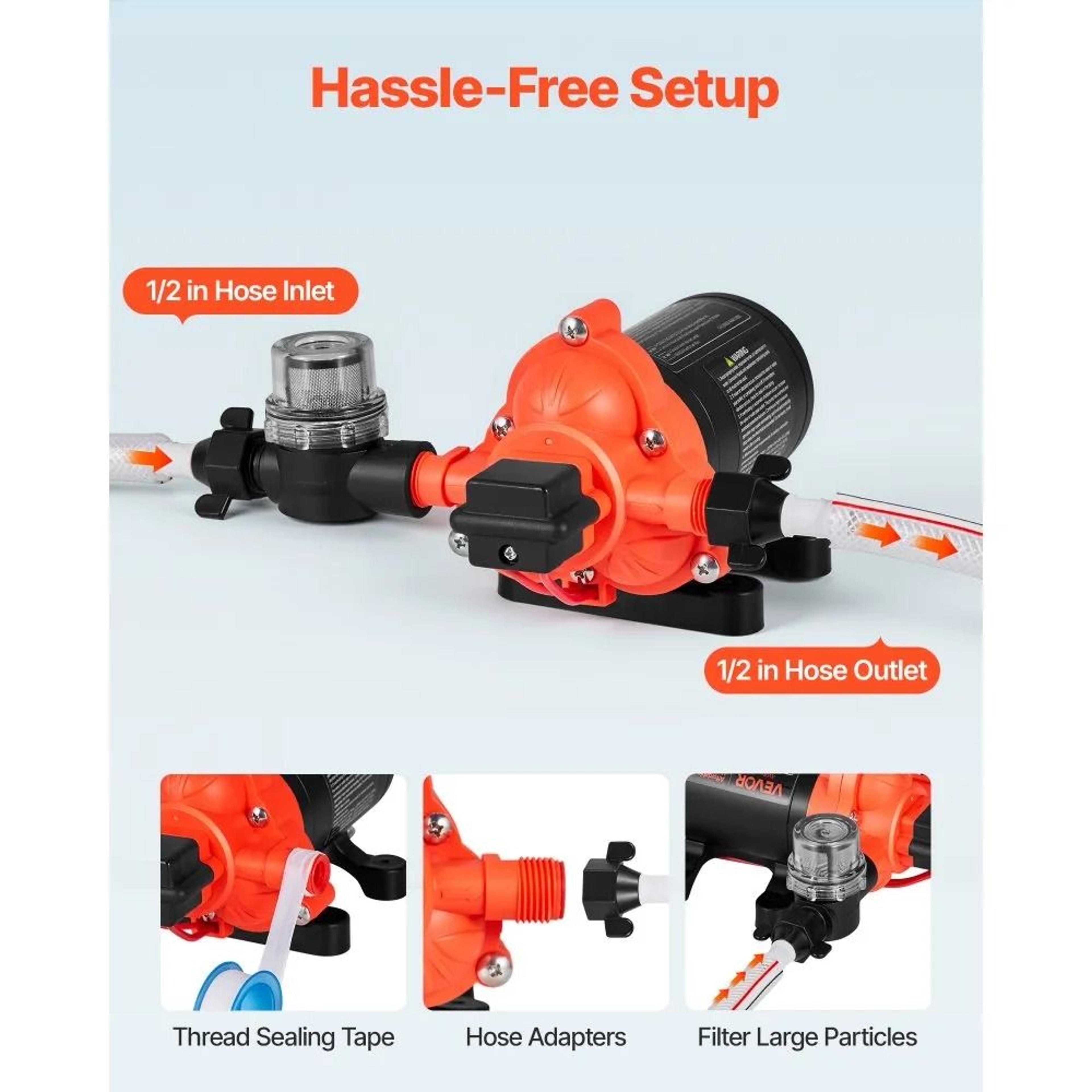 12V RV Water Pump 4 GPM Self Priming Diaphragm Pump With Automatic Pressure Switch 4