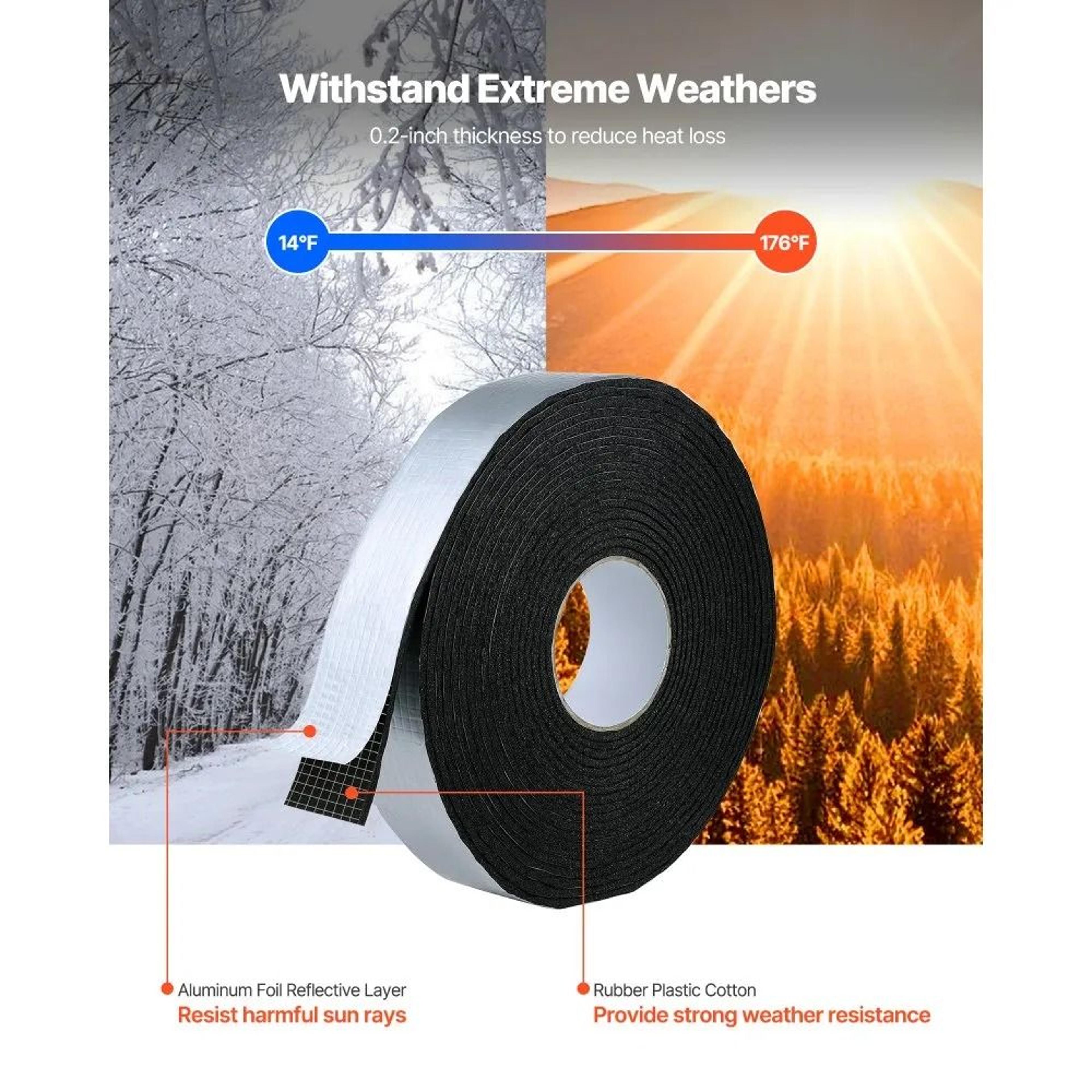 Pipe Insulation Wrap 328 FT Self Adhesive Foam Tape With Aluminum Foil Layer For Freeze Protection 4