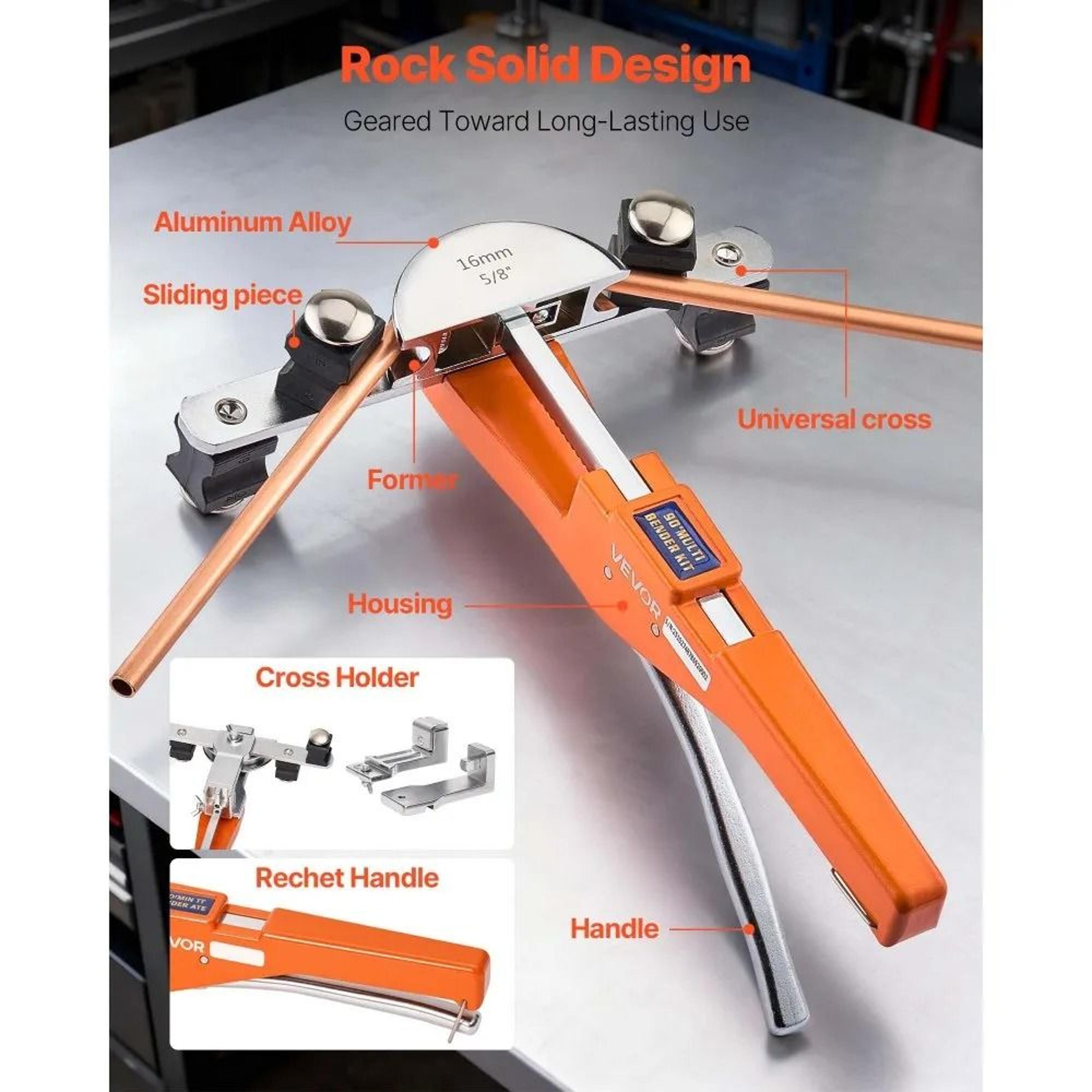 Ratcheting Tube Bender Kit 14 To 78 Inch Copper Pipe Bending Tool 3