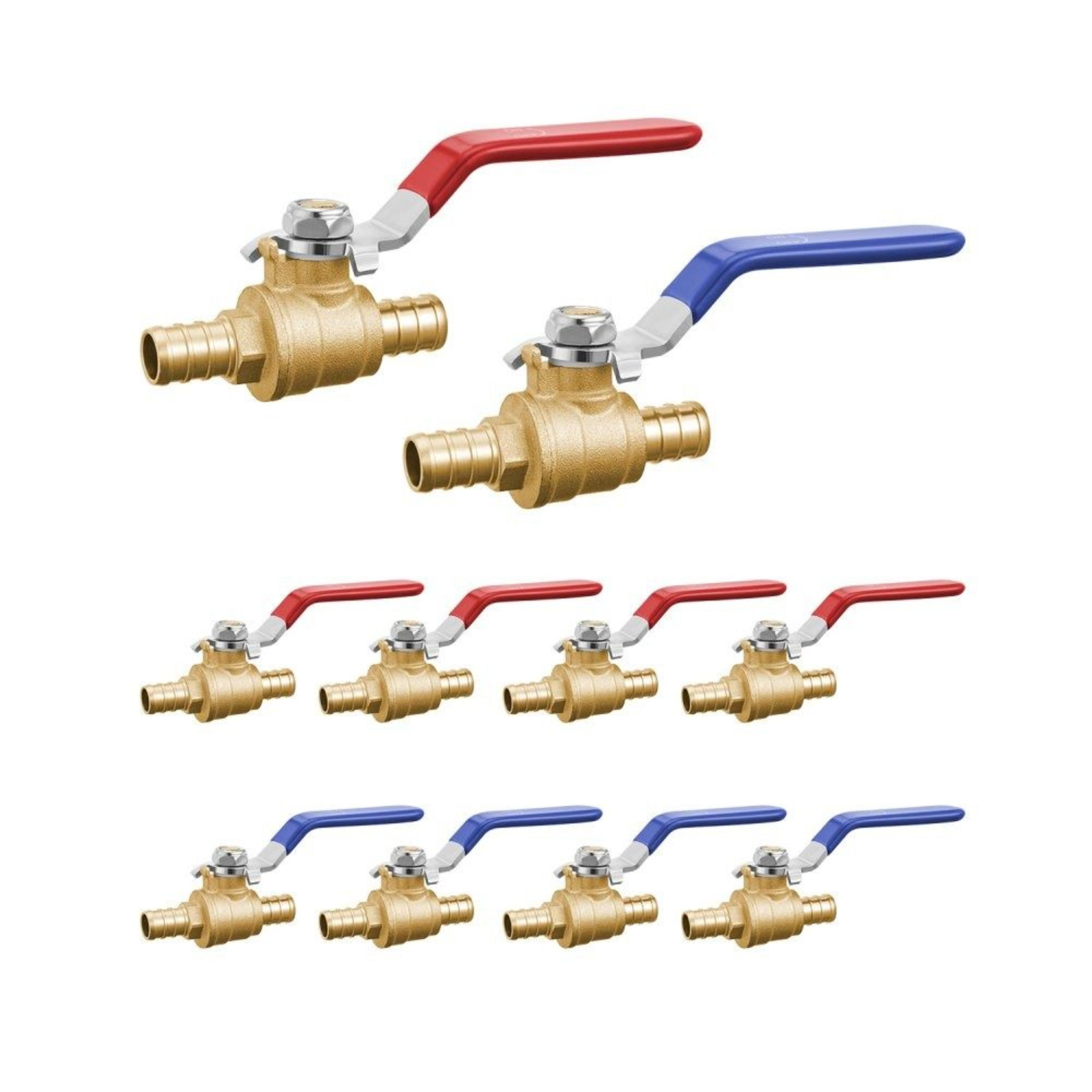 1/2 in pex brass ball valve 10 pack full port quarter turn water shut off valves