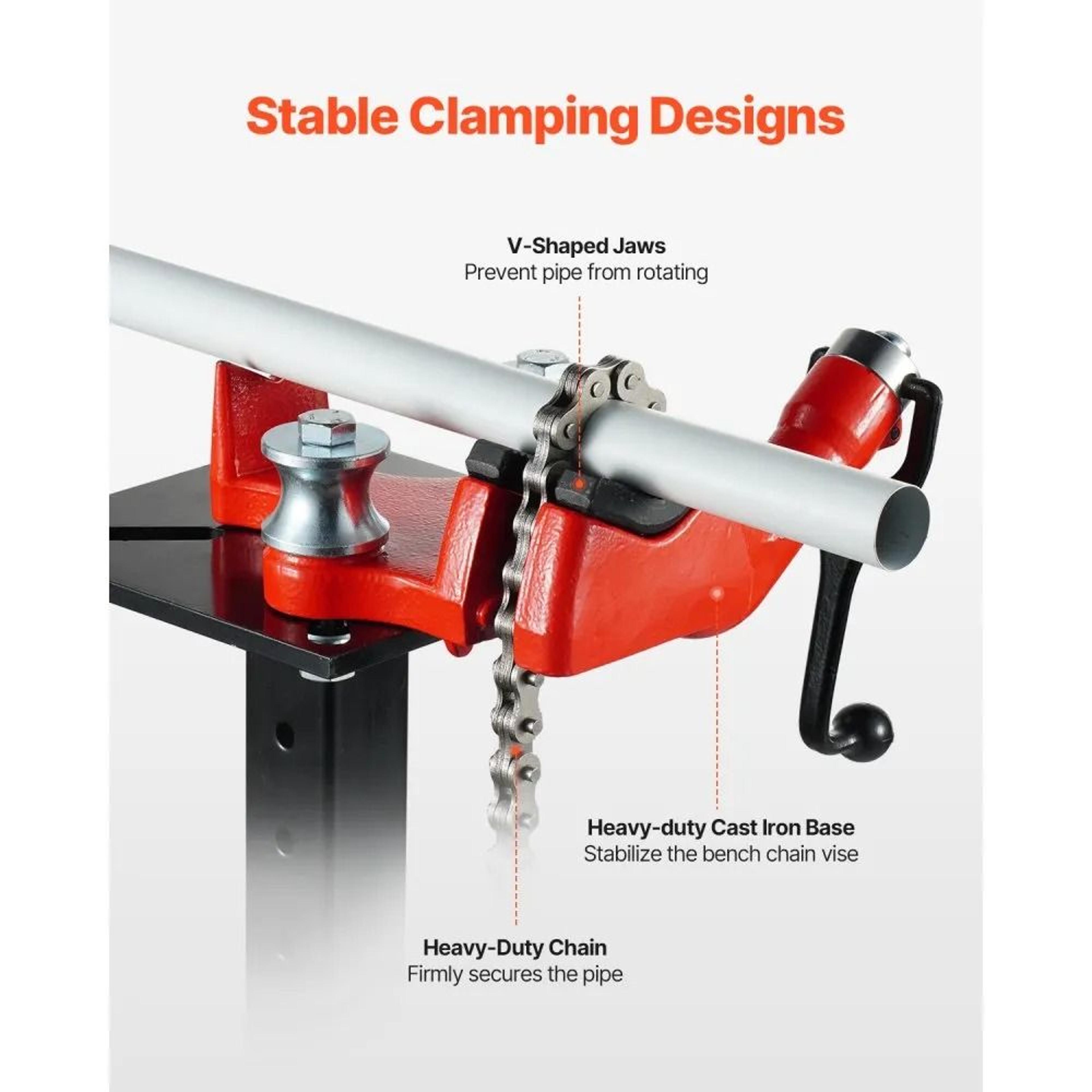 Heavy Duty Pipe Chain Vise 18 To 5 Inch Capacity With Hitch Mount Holder And Adjustable Height 4