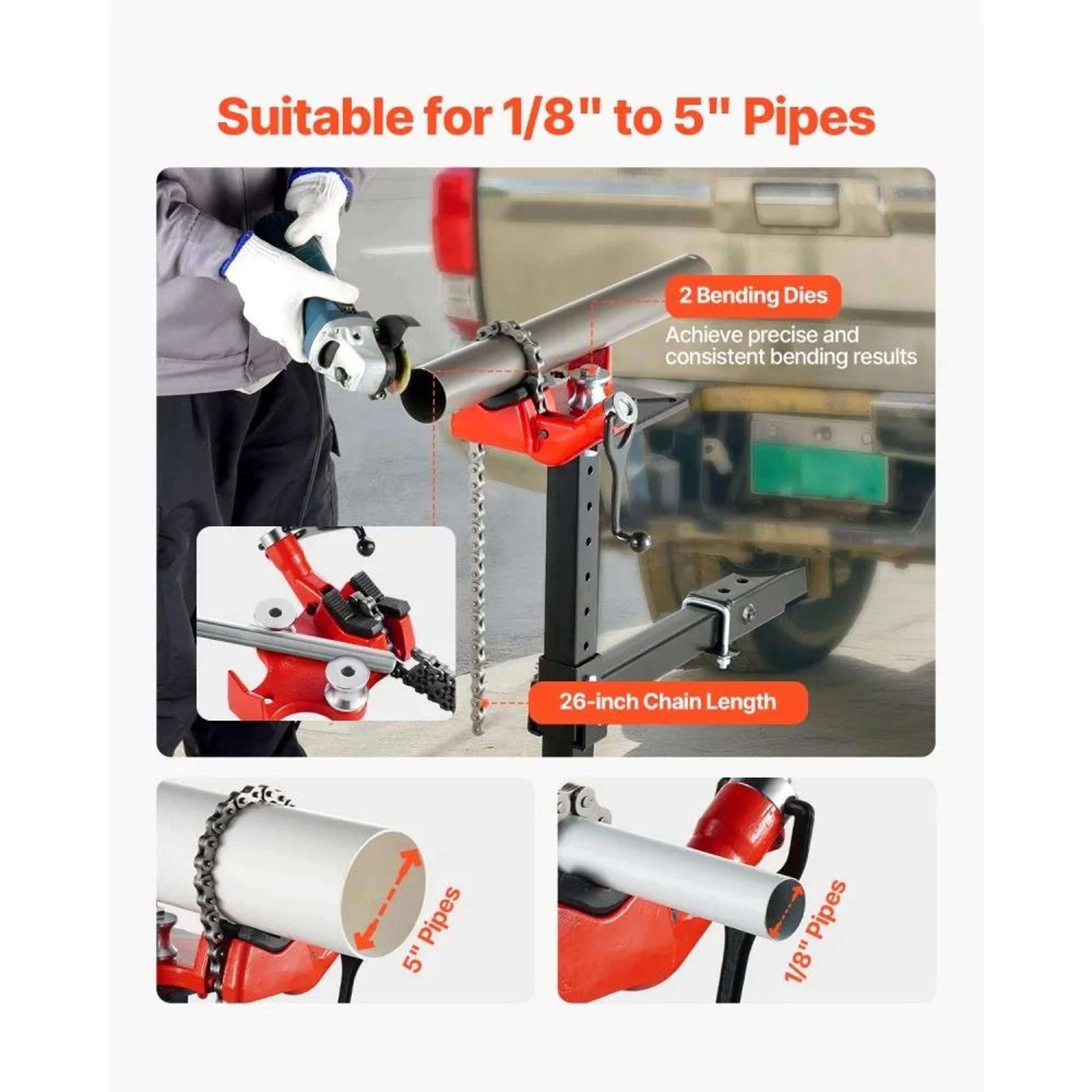 Heavy Duty Pipe Chain Vise 18 To 5 Inch Capacity With Hitch Mount Holder And Adjustable Height 5