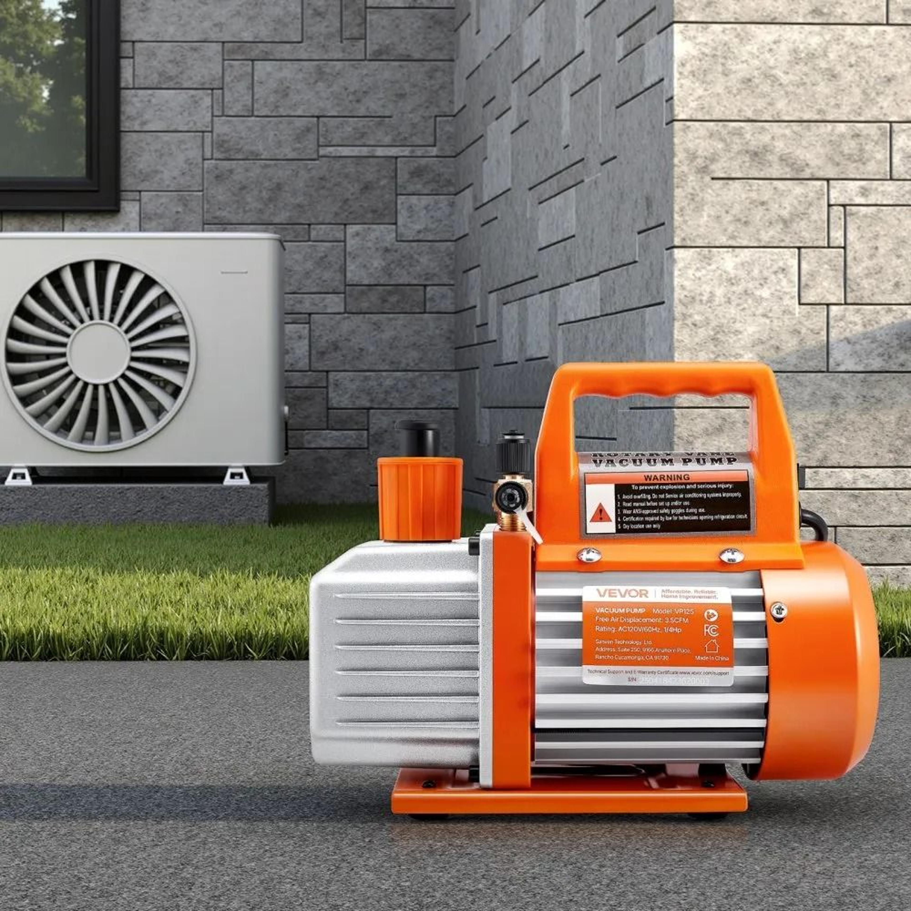 35 CFM HVAC Vacuum Pump Single Stage Rotary Vane AC Pump With Oil For R134a R22 R410a Systems 5