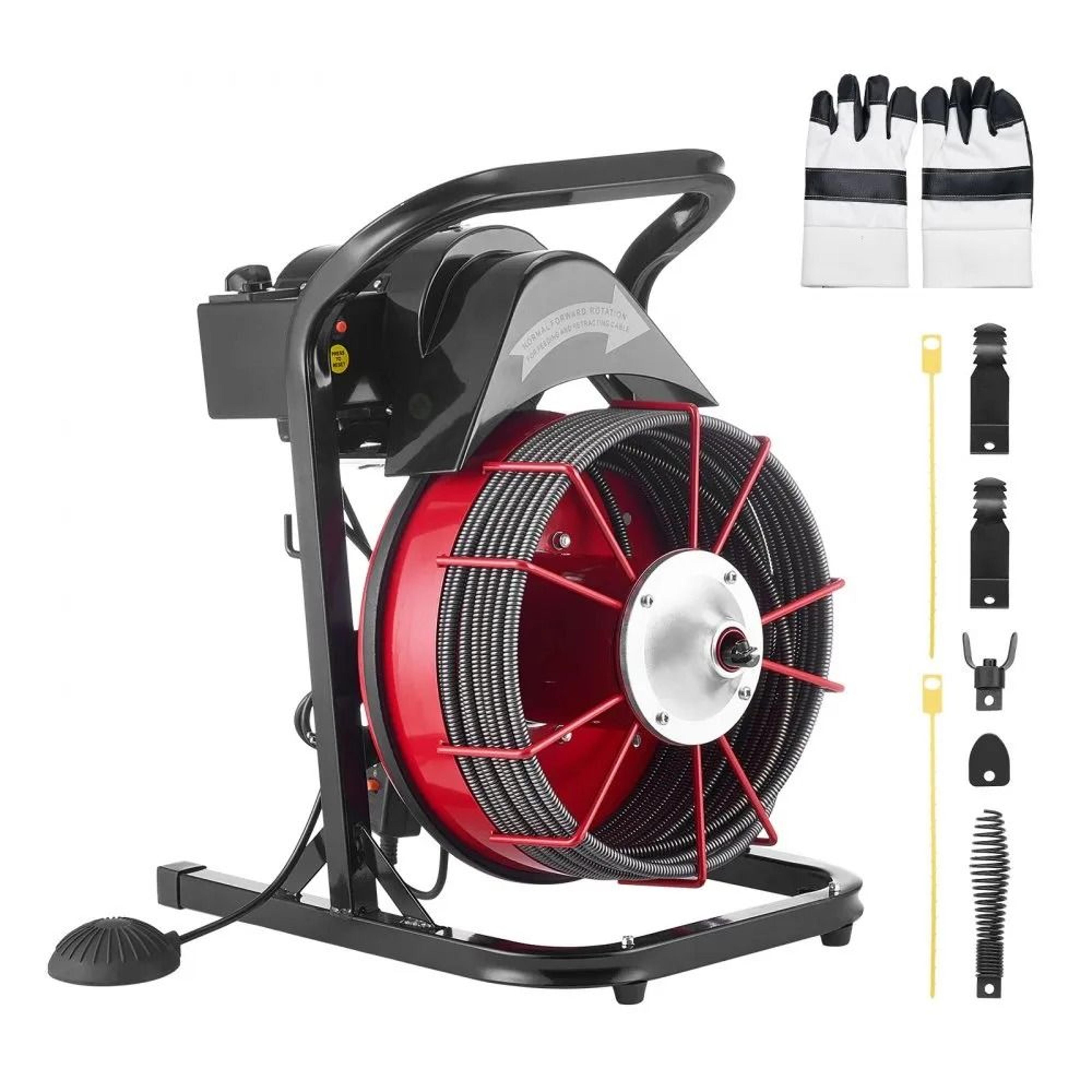 75 ft drain cleaner machine sewer snake auger with 4 cutters for 2 to 6 inch pipes