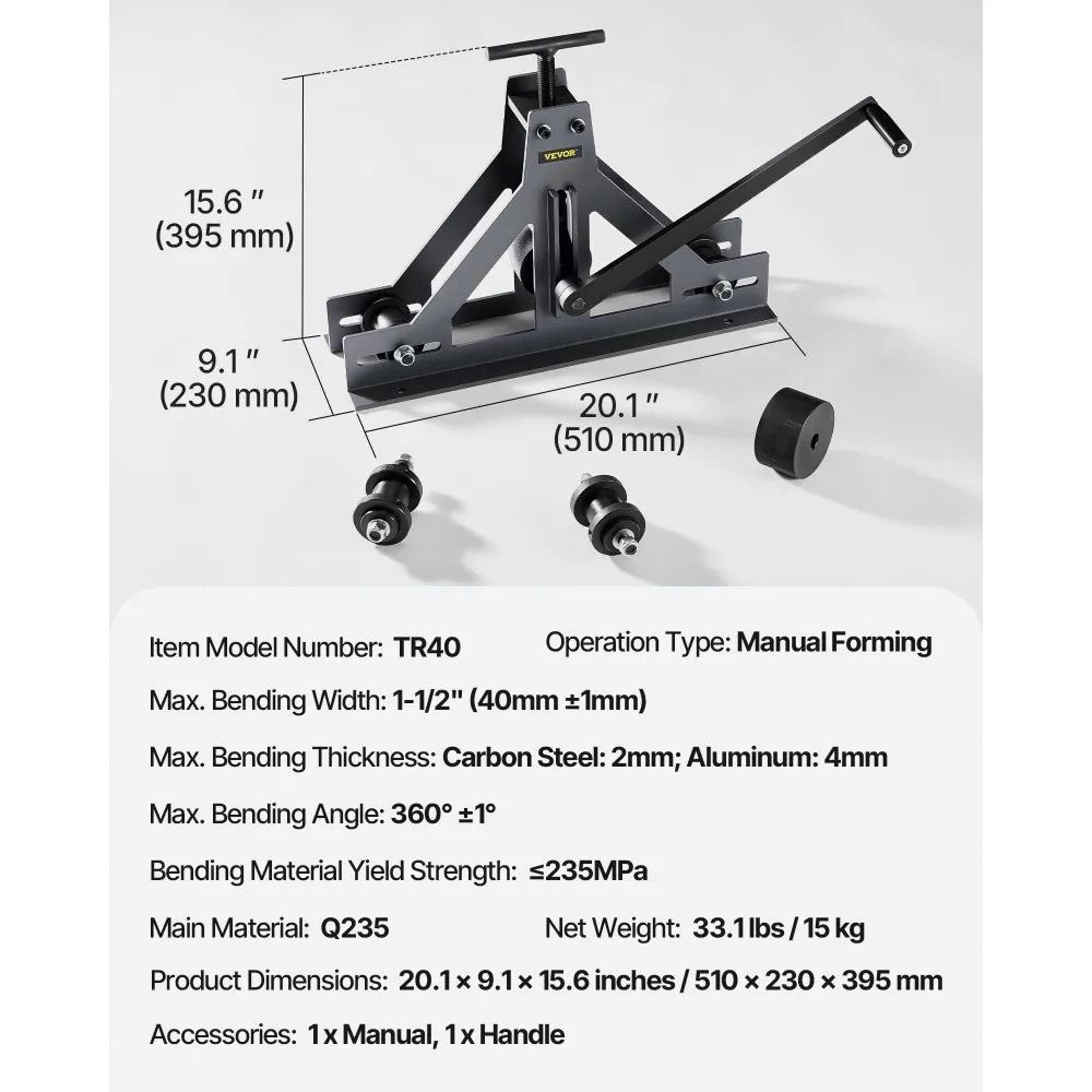 112 Inch Manual Tube Rolling Bender Square Rectangular Tube Bender For Steel Copper Aluminum 6