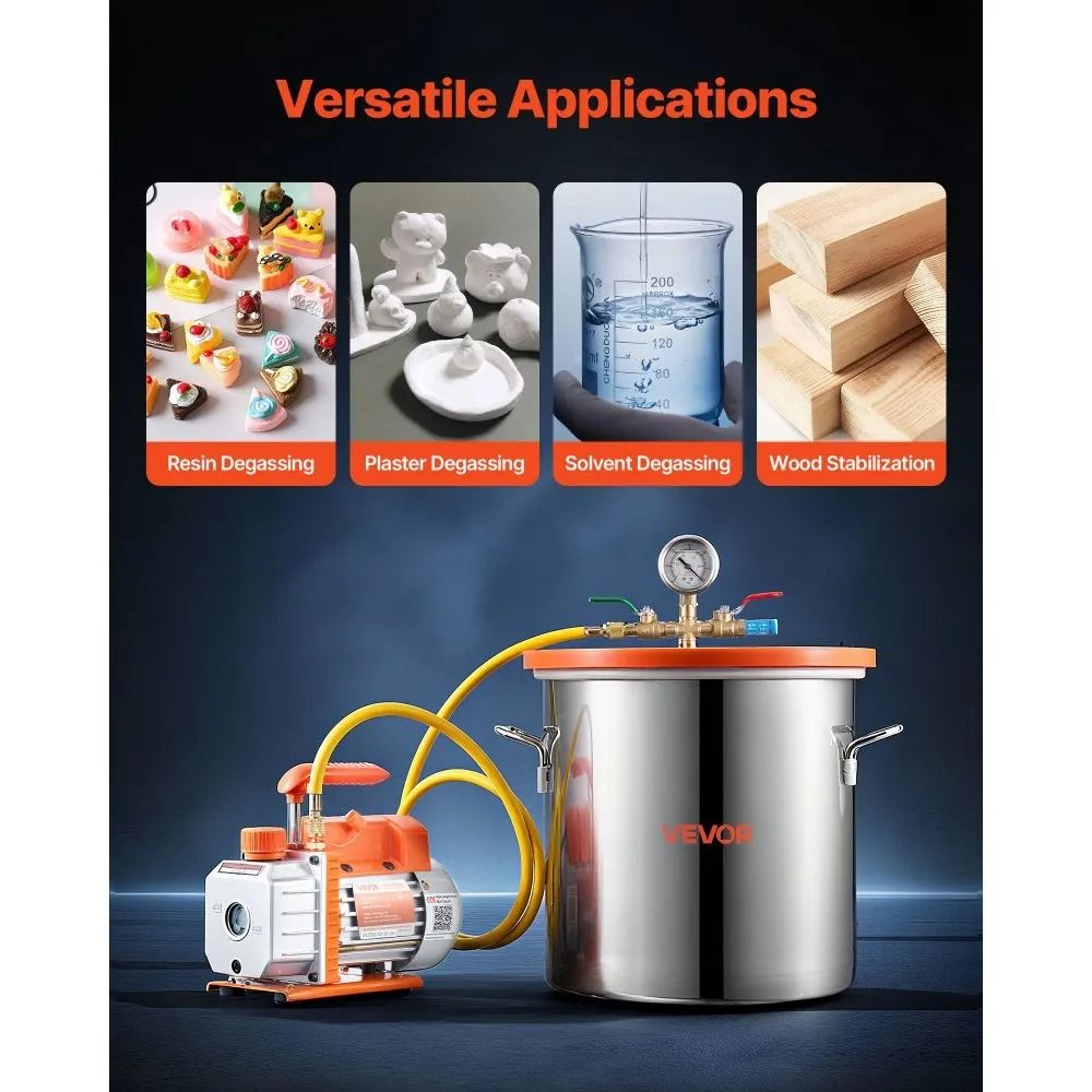 5 Gallon Vacuum Chamber Kit With 35 CFM Pump For Resin Degassing And Wood Stabilizing 3
