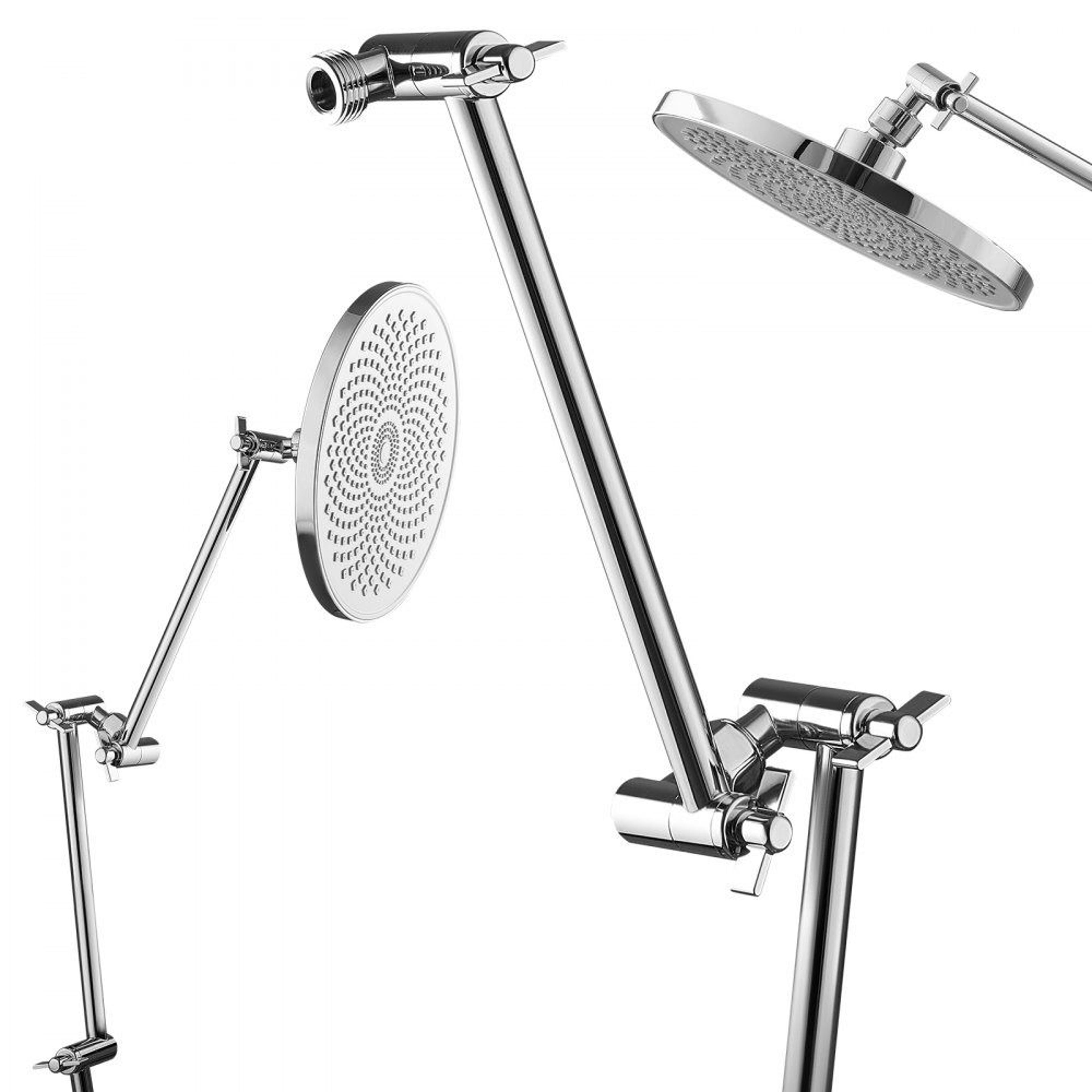 16 inch adjustable shower head extension arm brass shower arm extender for rain and handheld showerheads