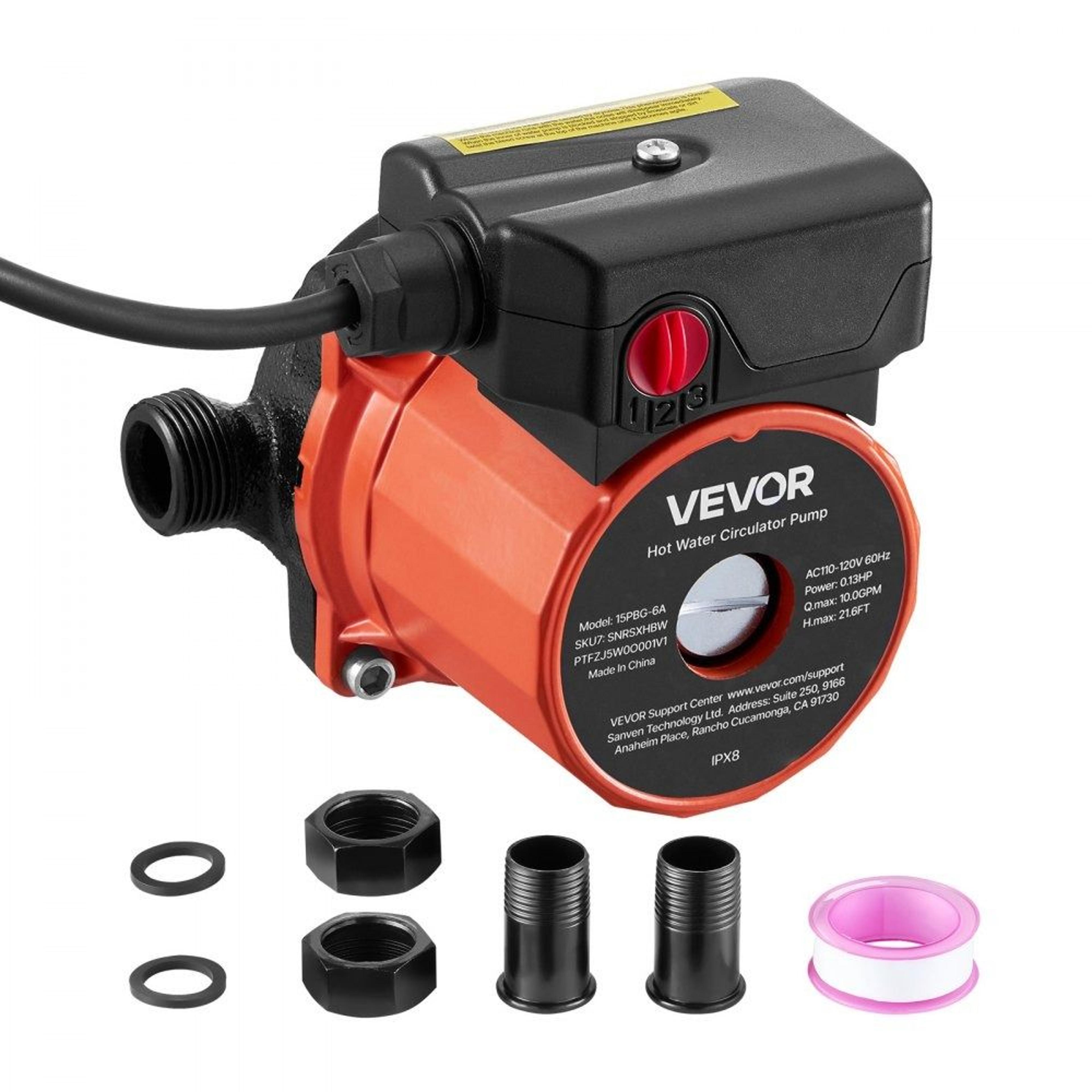 hot water recirculating pump 10 gpm instant circulation system with 3 speed control