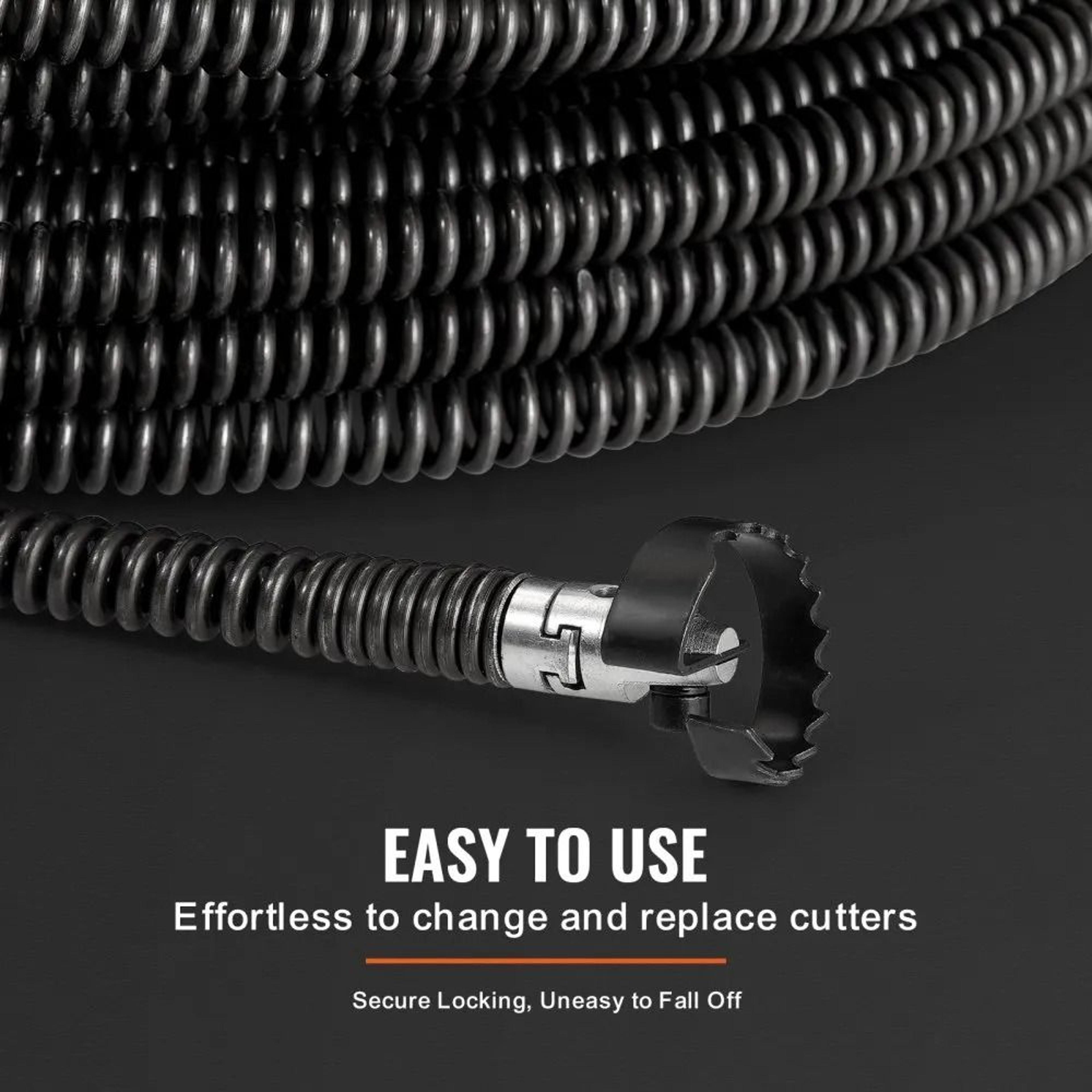 Drain Cleaning Cable 100FT X 58 Inch With 7 Cutters For Professional Pipe Unclogging 4