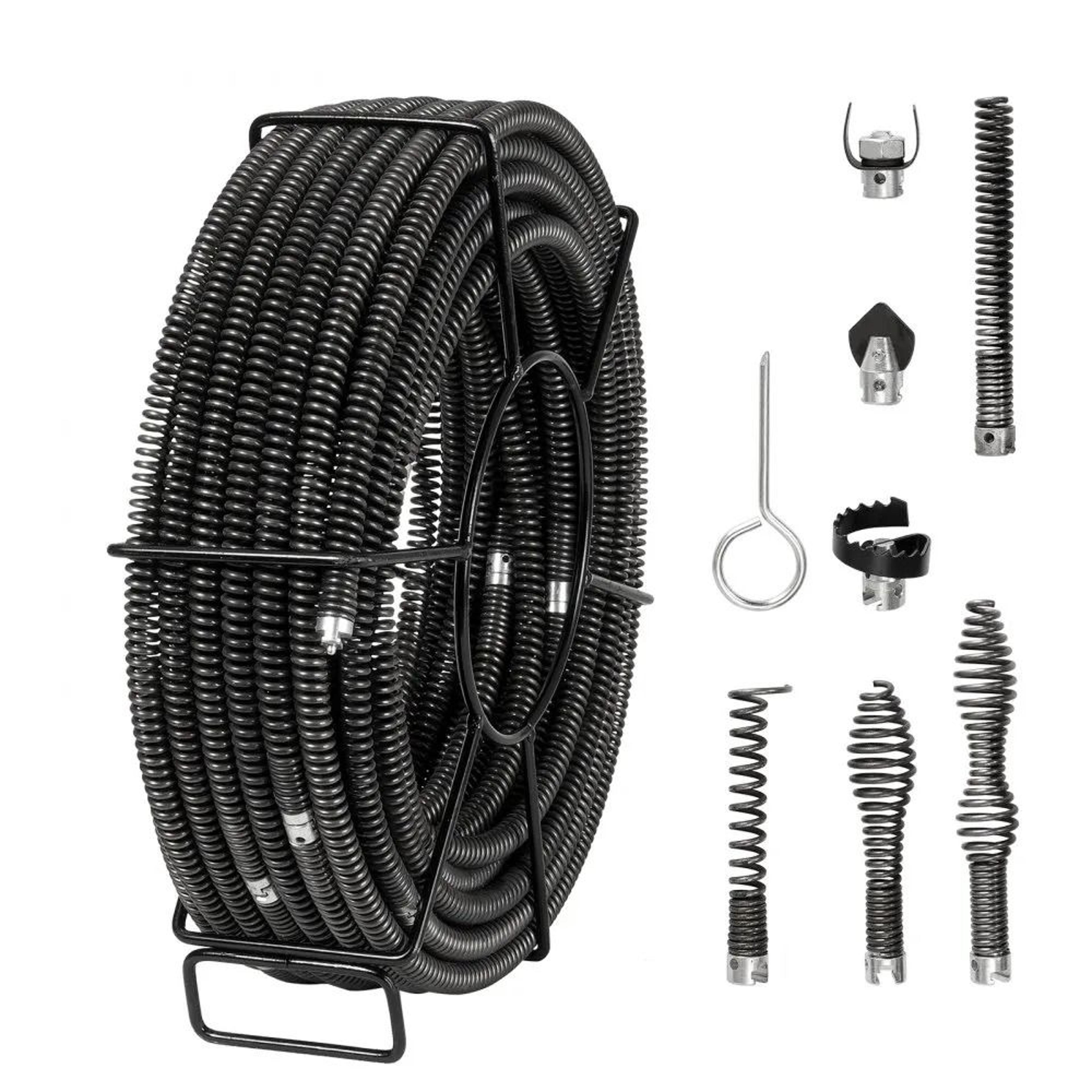 drain cleaning cable 100ft x 5/8 inch with 7 cutters for professional pipe unclogging