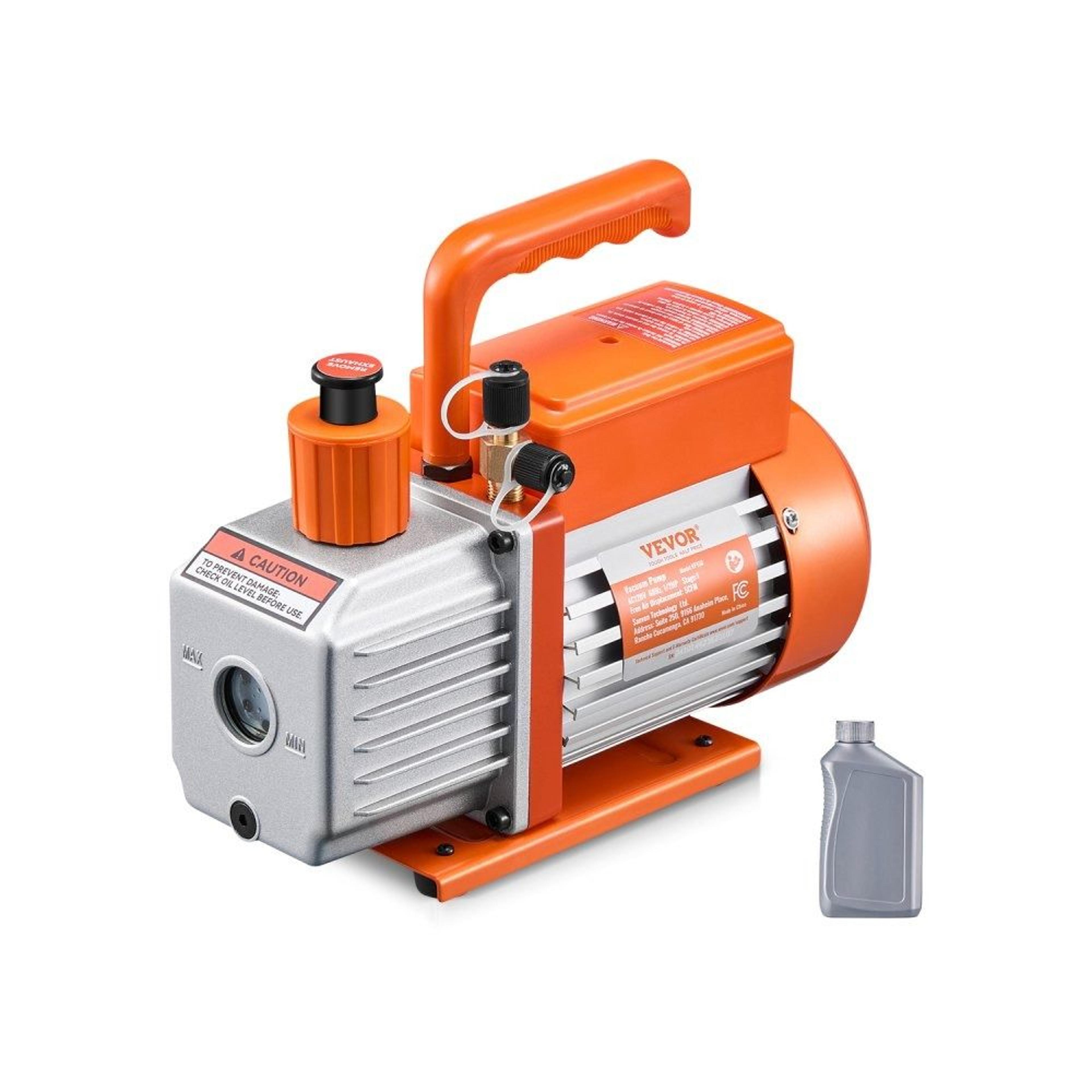 5 cfm hvac vacuum pump single stage rotary vane ac refrigerant pump with oil kit