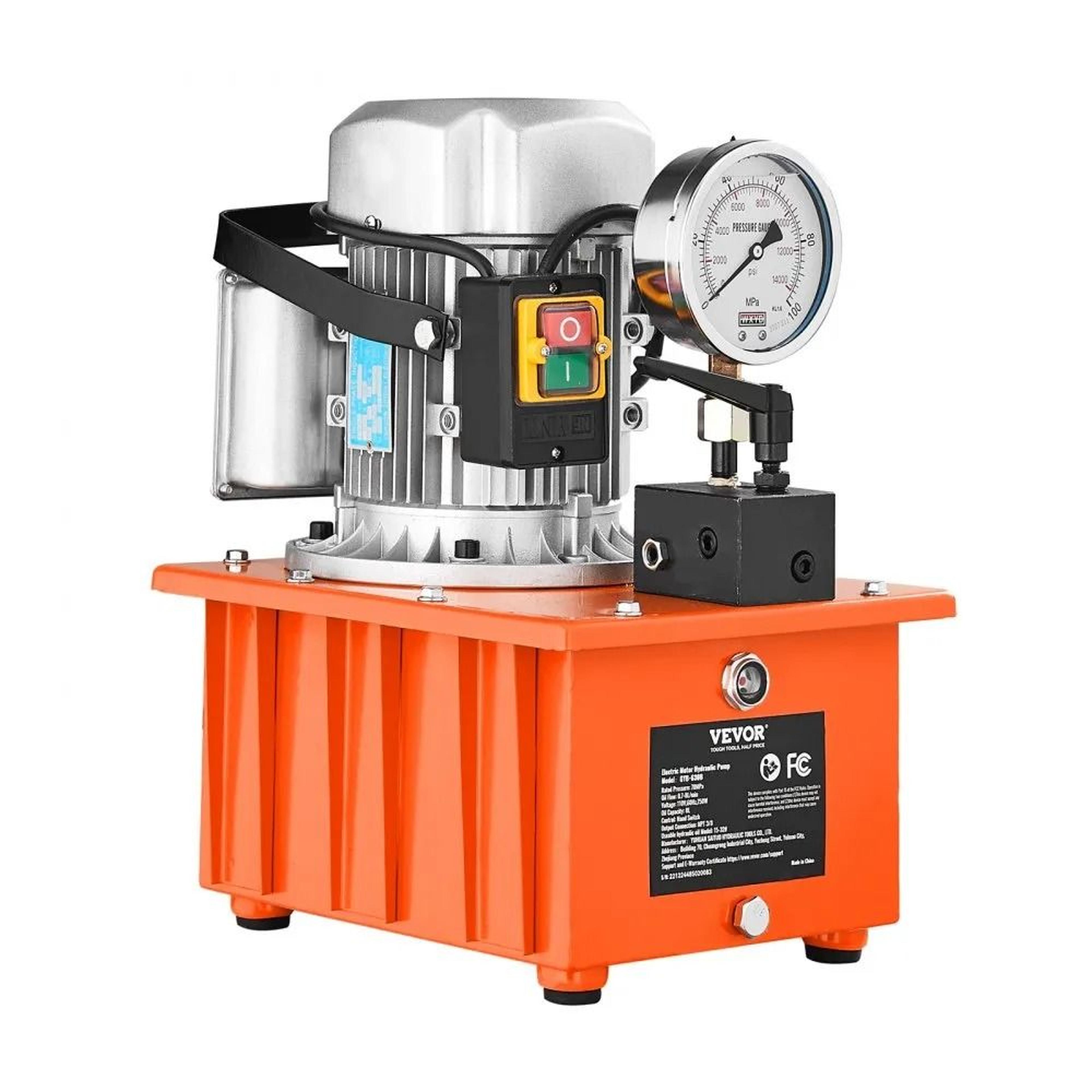 Electric Hydraulic Pump 10000 PSI 750W 110V 8L Single Acting Power Unit 10