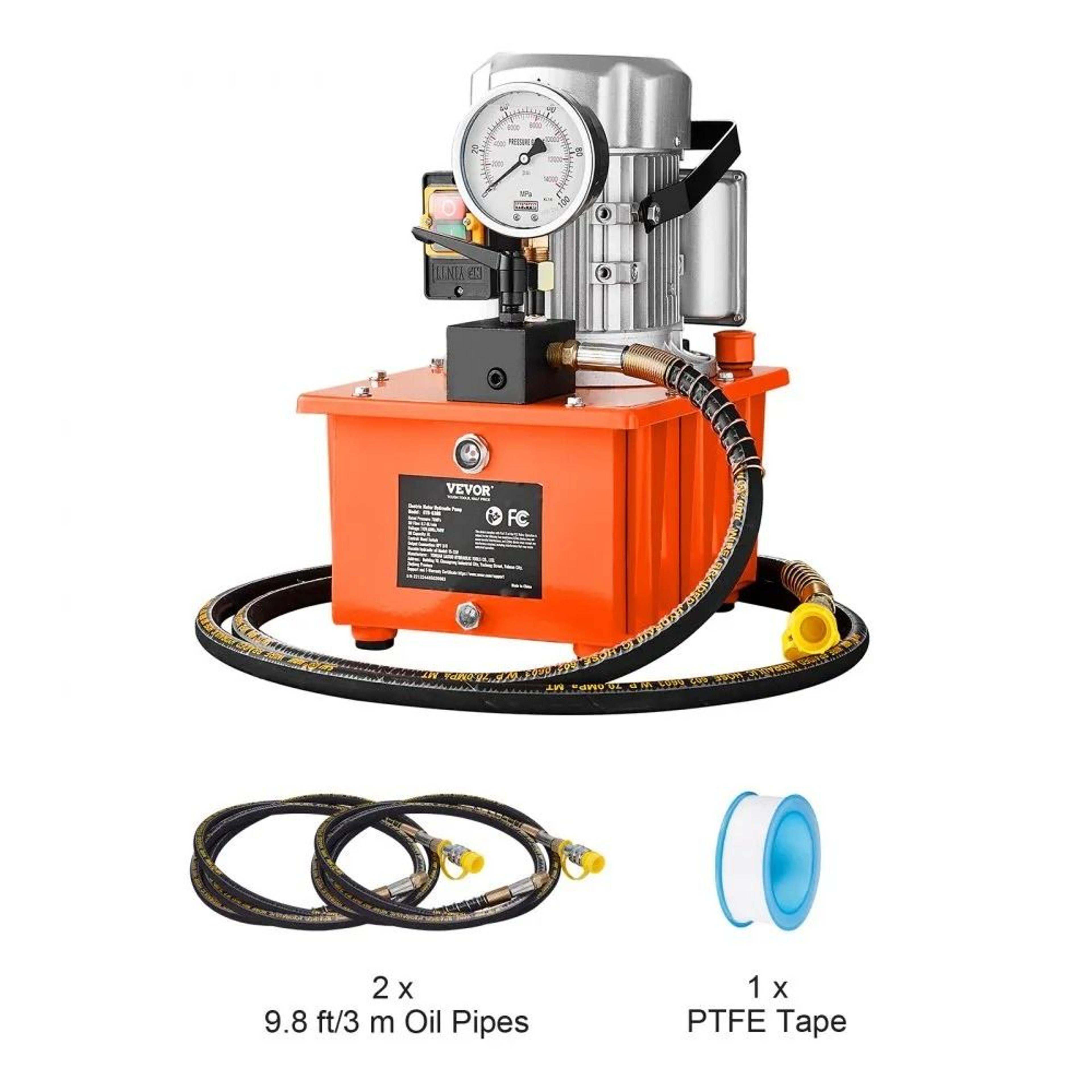 electric hydraulic pump 10000 psi 750w 110v 8l single acting power unit