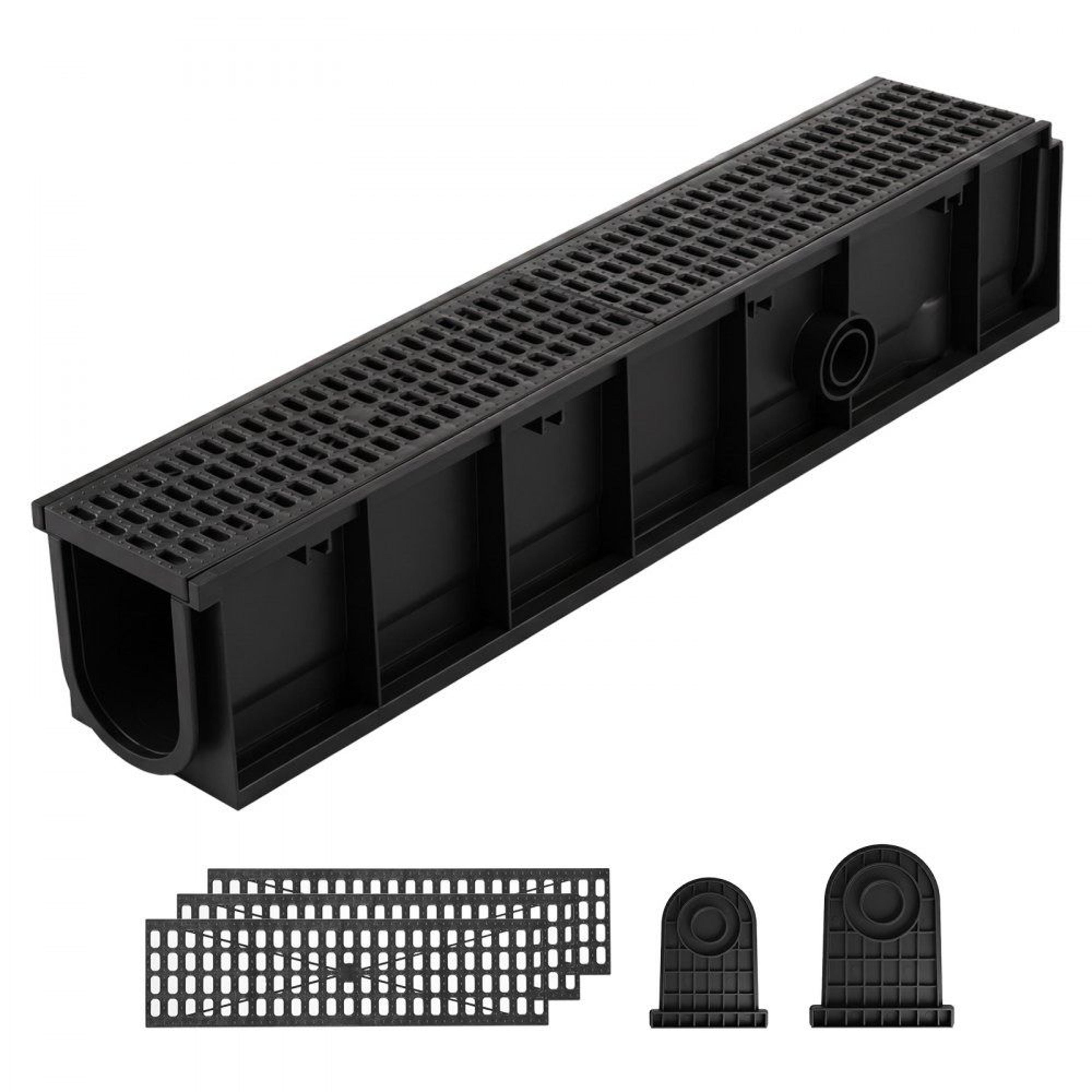 trench drain 40.1 inch hdpe channel drain system with grates for driveway patio pool garden drainage