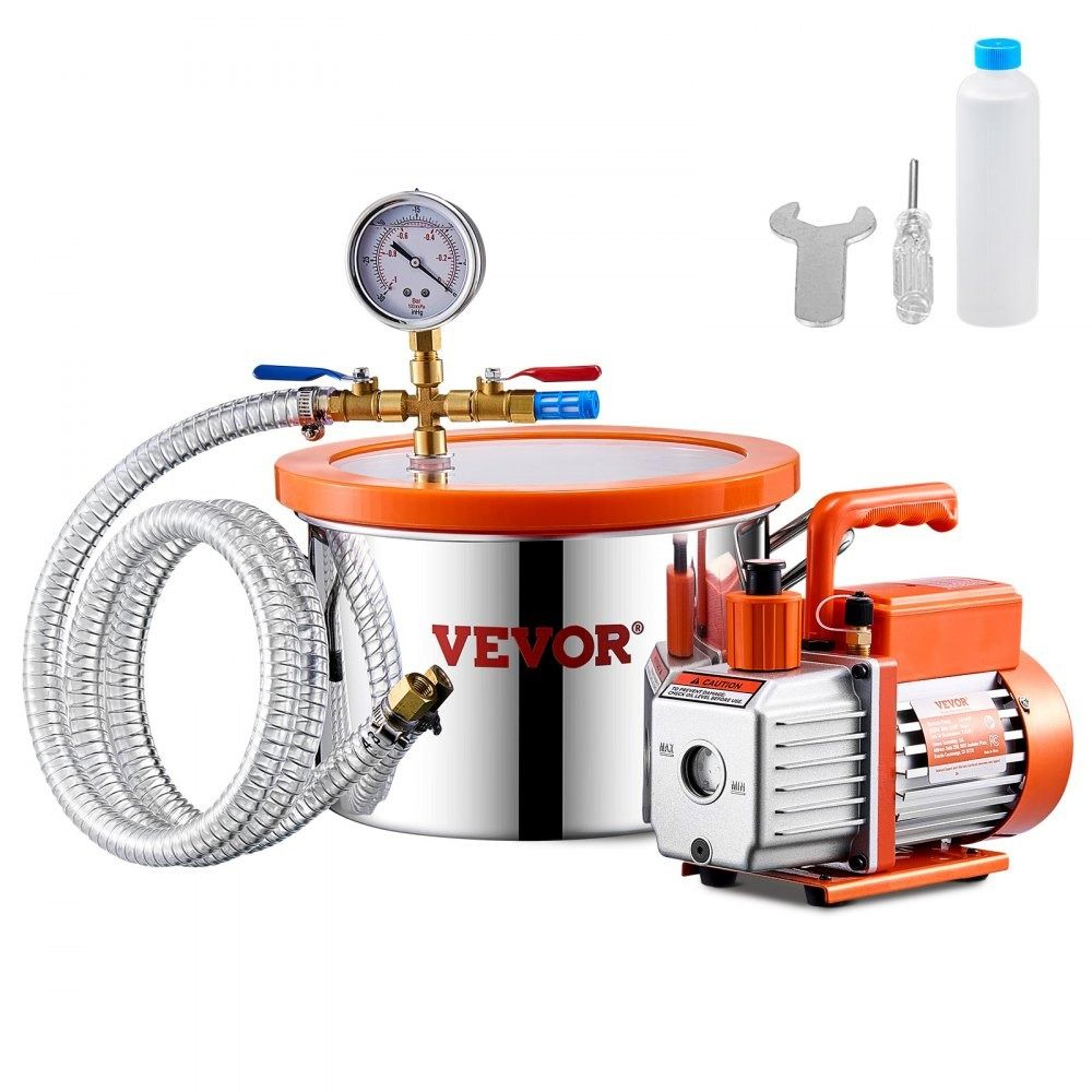 1.5 gallon vacuum chamber kit with 3.5 cfm pump for resin degassing